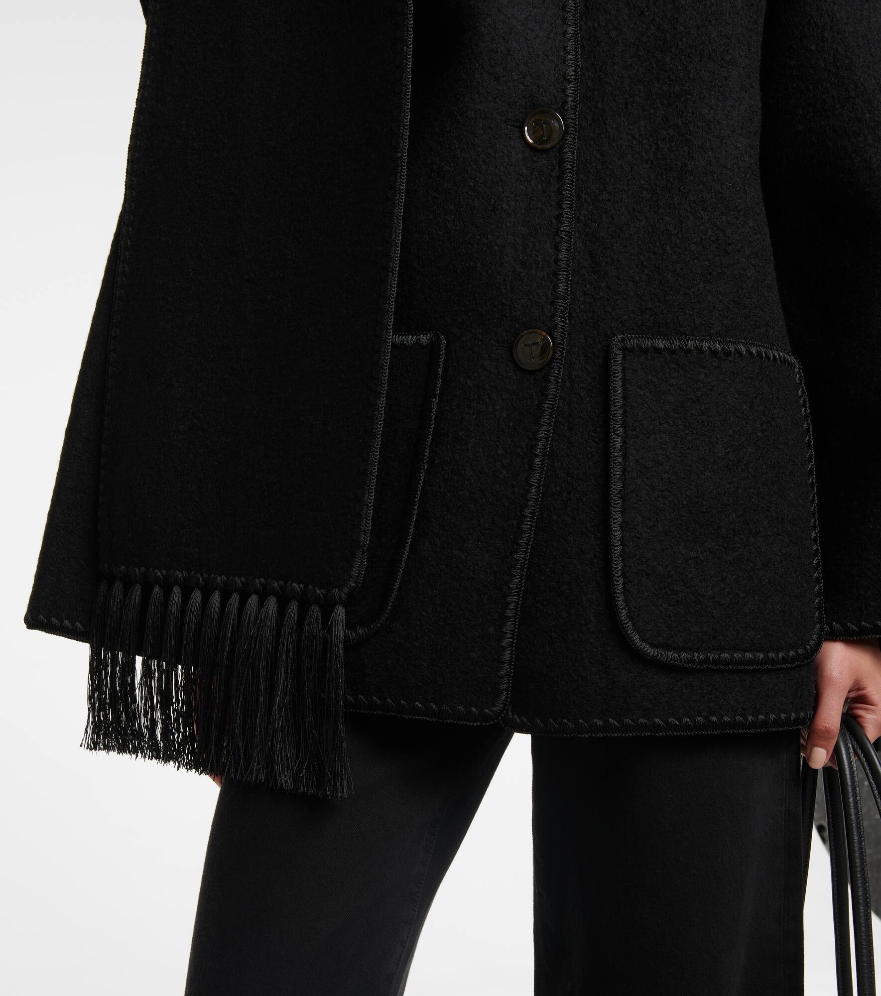 Embroidered wool-blend scarf jacket - 5