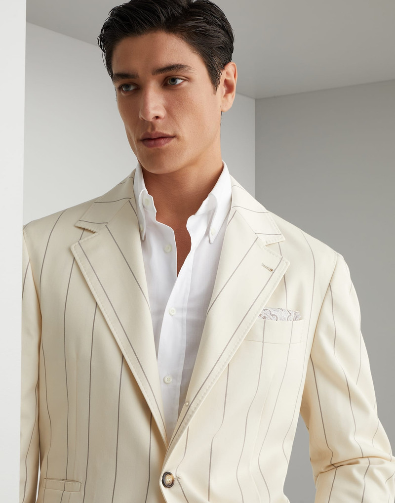 Wool and Sea Island cotton chalk stripe gabardine deconstructed blazer 3