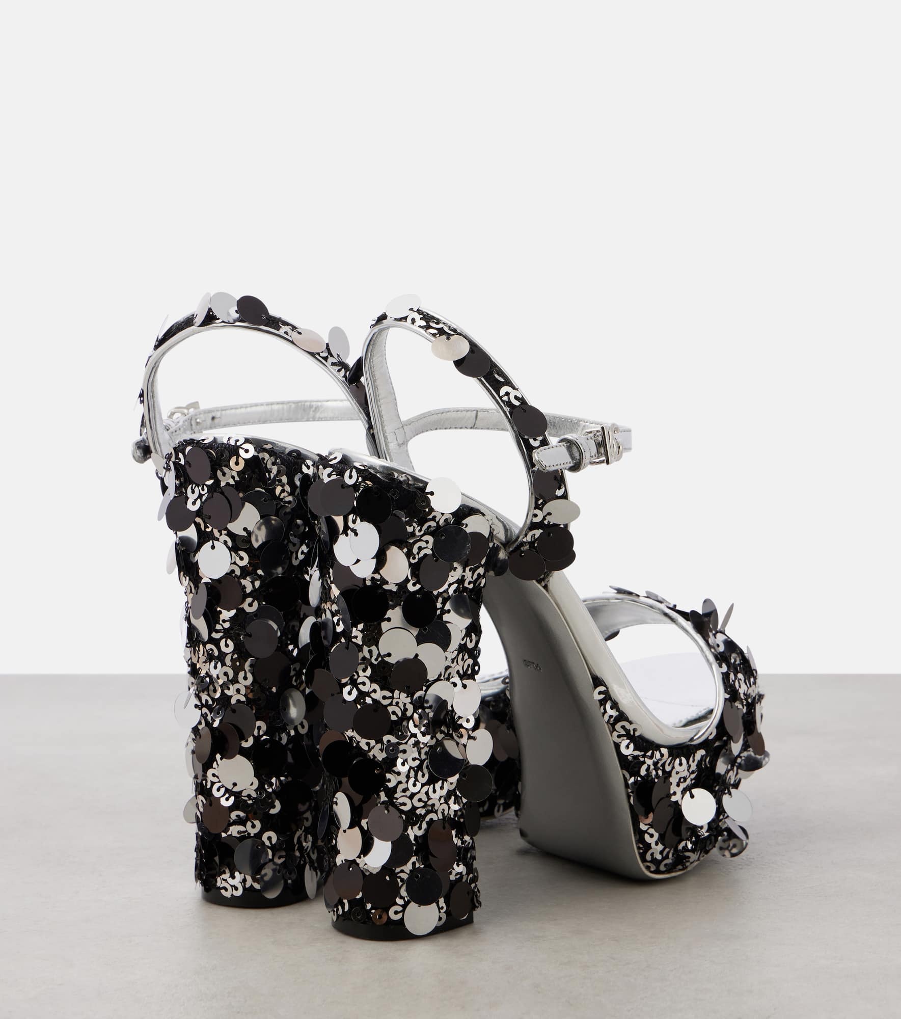 Sequined faux leather platform sandals - 2