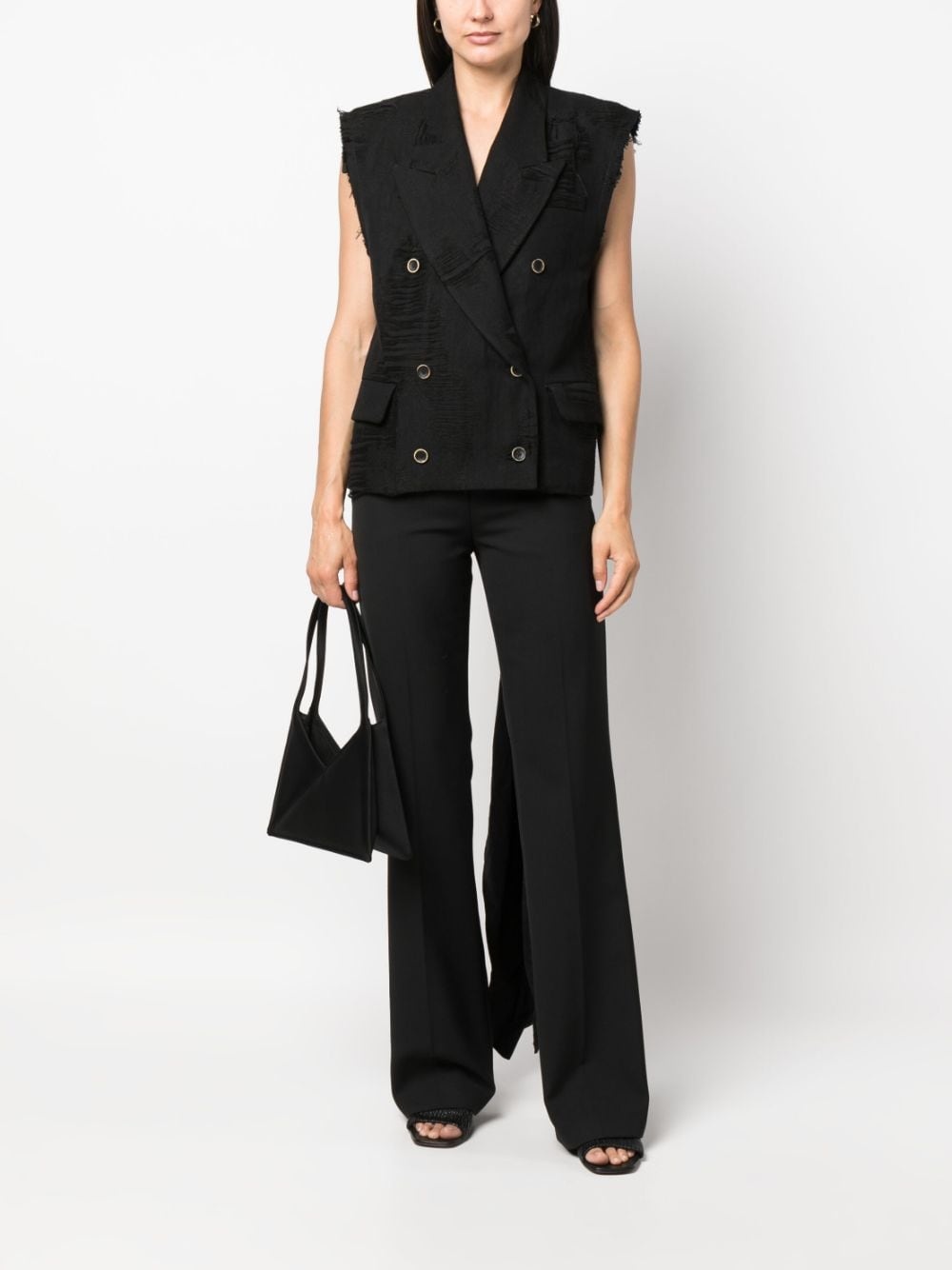 deconstructed backless double-breasted waistcoat - 2