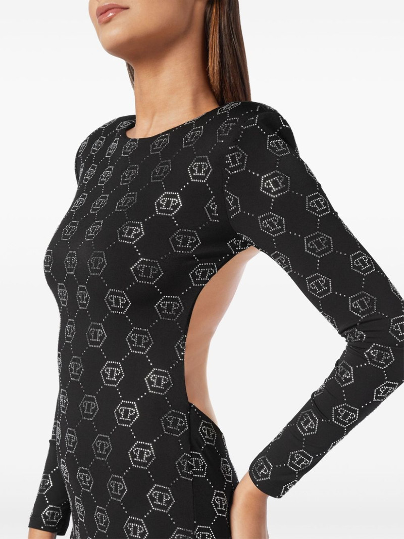 monogram-embellished long dress 5