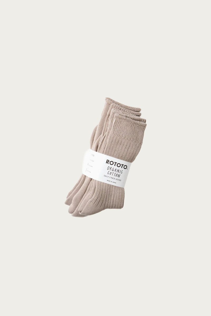 ROTOTO® Organic Daily 3 Pack Crew Socks - Grayge outlook