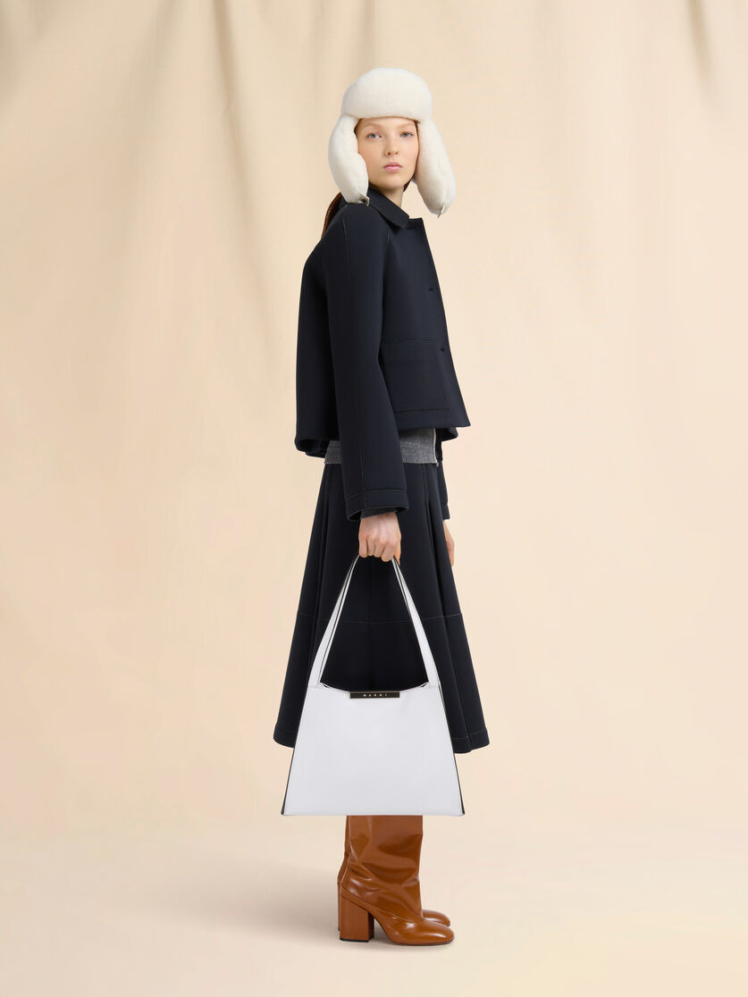 WHITE LEATHER CRESTA E/W SMALL TOTE BAG - 2
