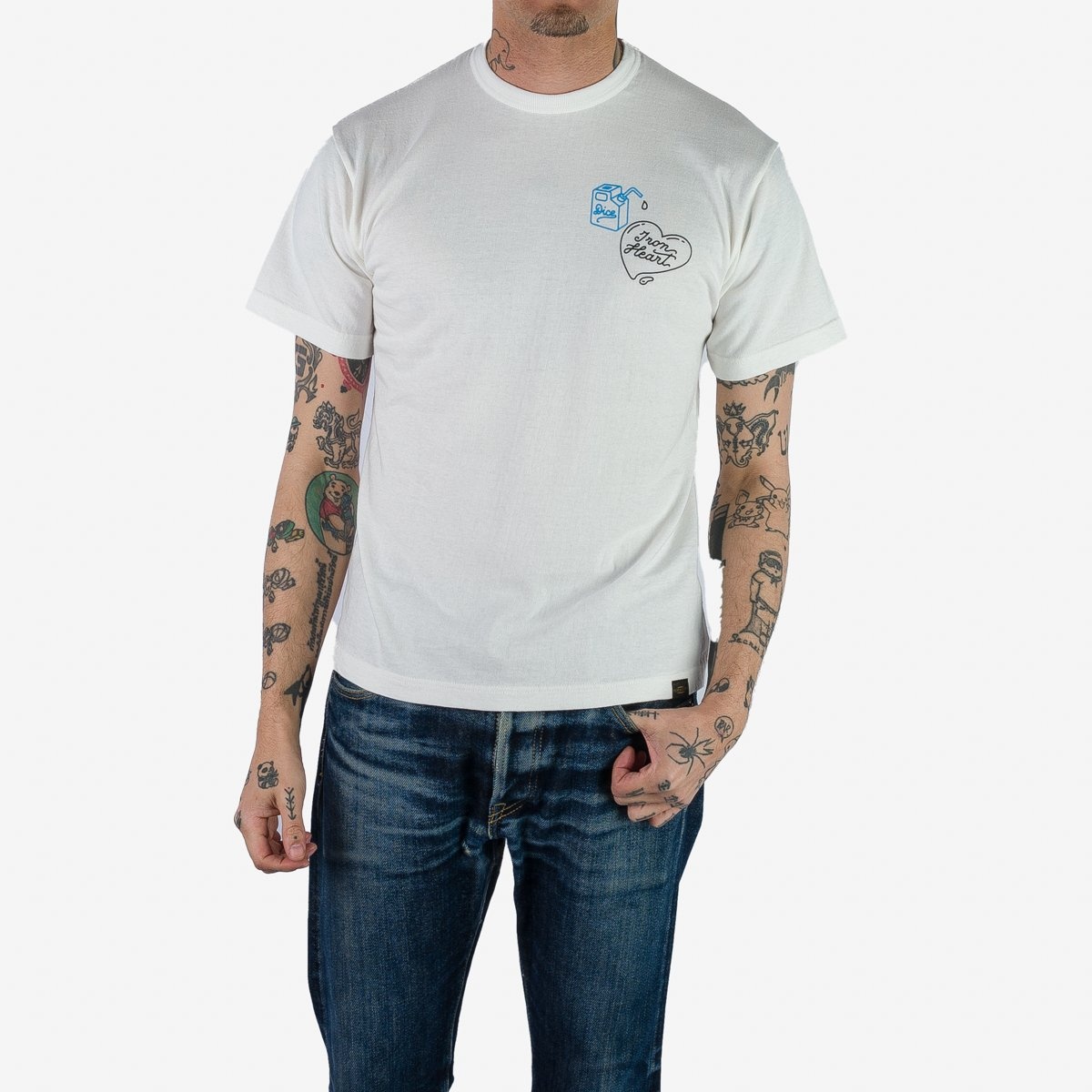 IHT-IHxDM-01 Iron Heart x DicE x Giulio Miglietta Collaboration Printed 6.5oz Loopwheel Crew Neck T- - 3