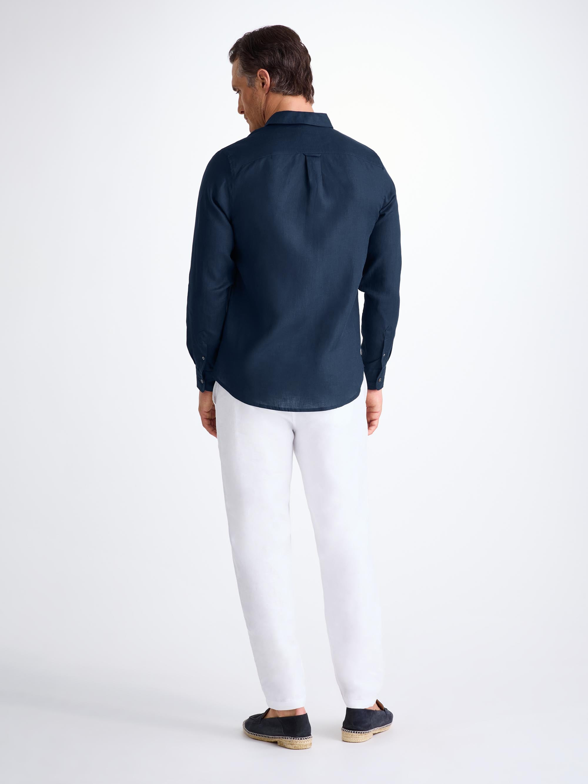 Men's Shirt Monaco 2 Linen Navy - 4