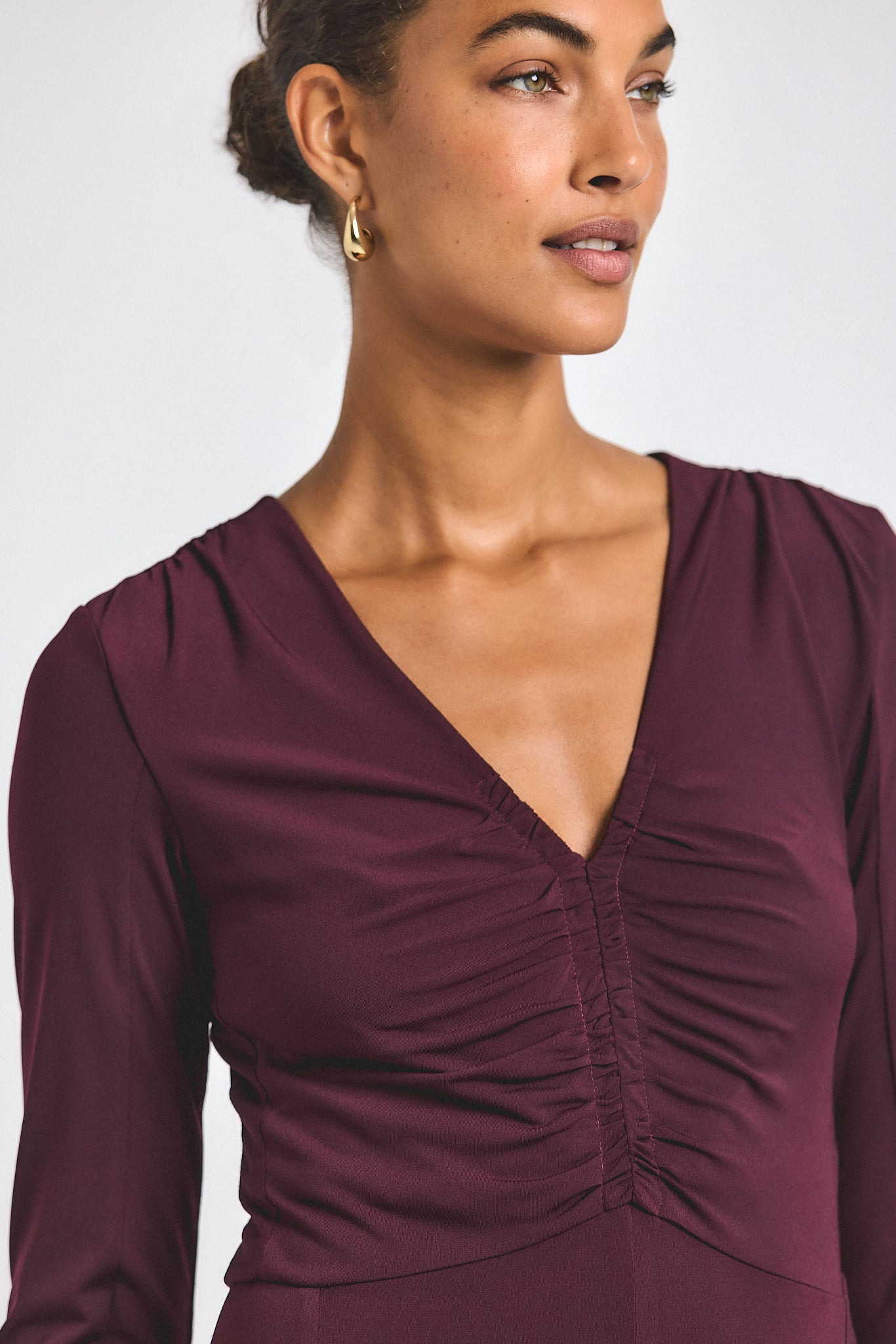 ISABELLA RUCHED FRONT LONG SLEEVE DRESS - 2