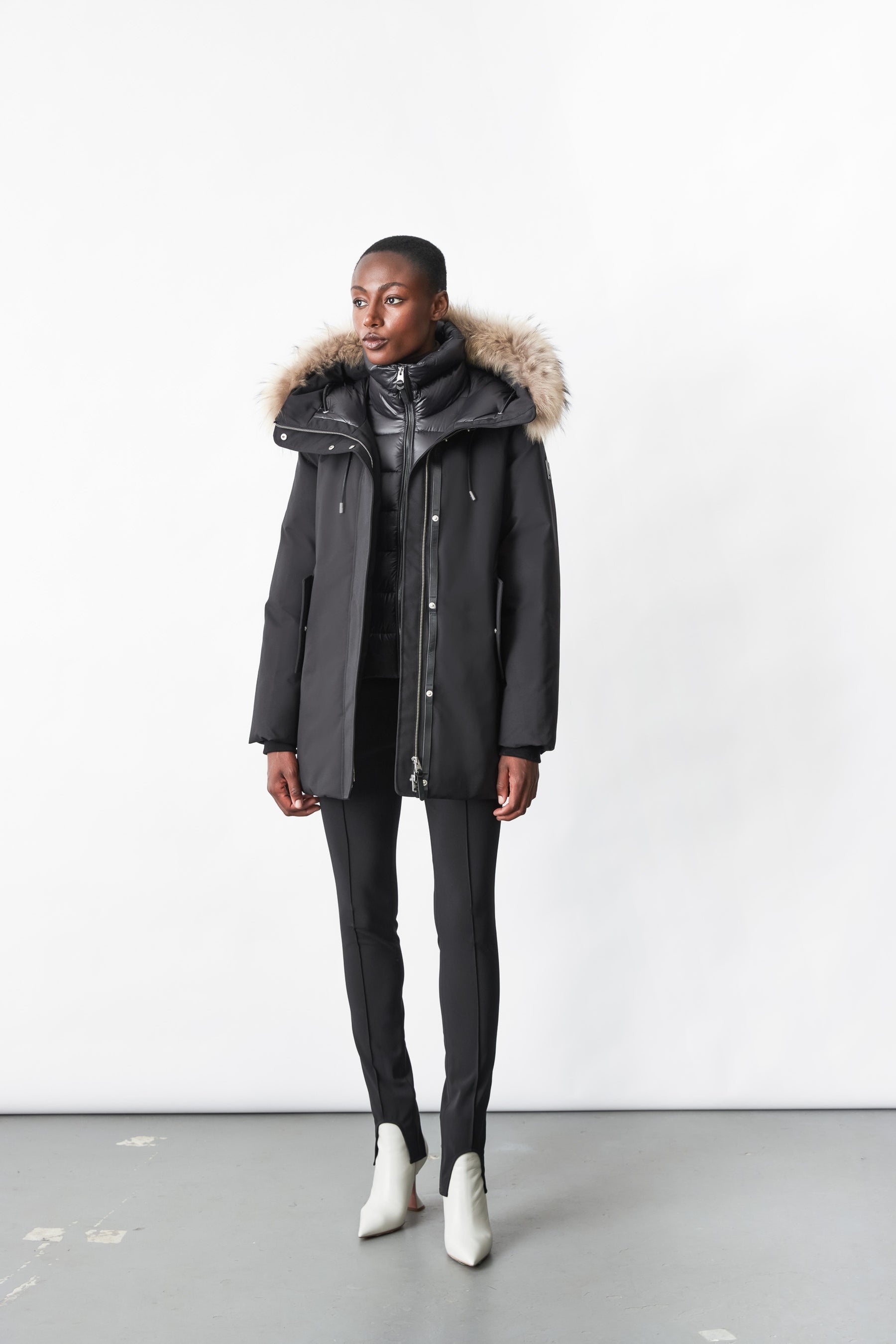 KINSLEE 2-in-1 oversized down parka with bib and natural fur - 10