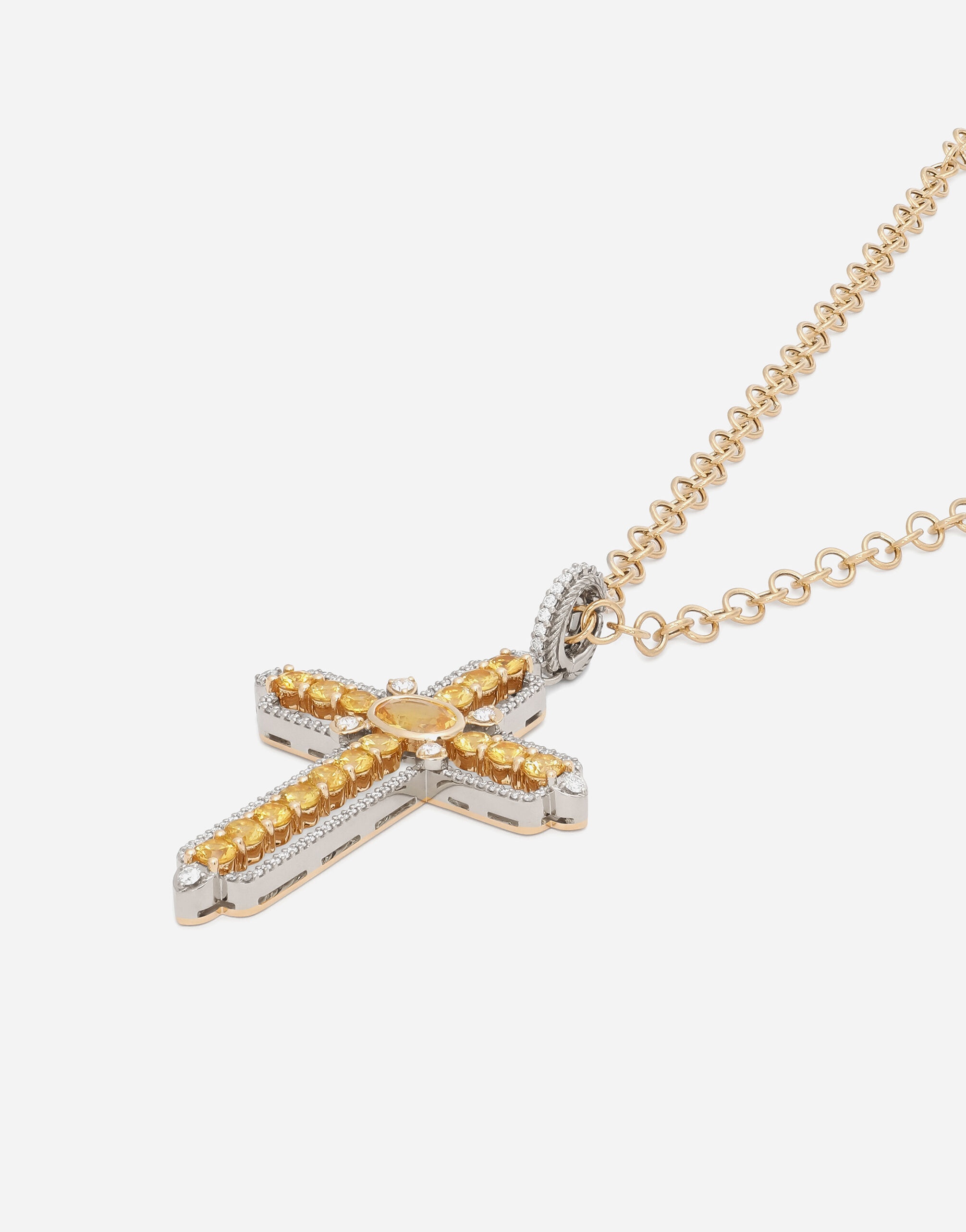 Tradition pendant in yellow and white gold 18Kt with yellow sapphires and diamonds - 3