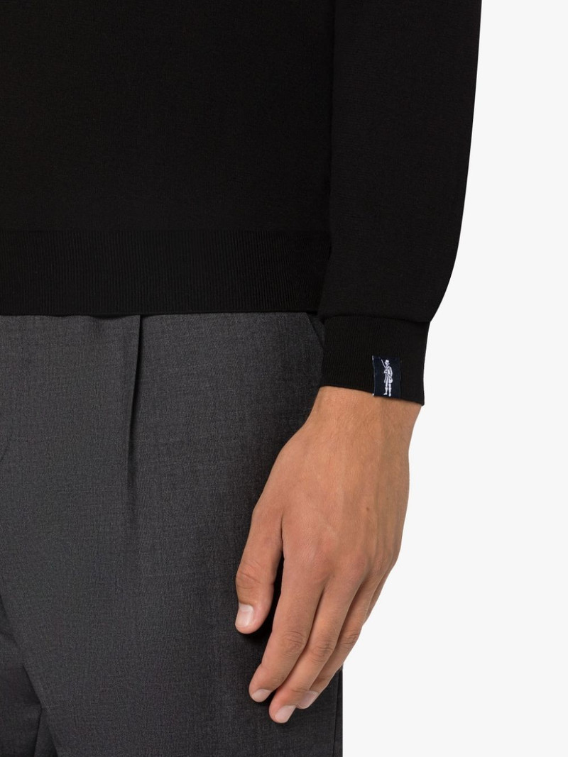 BLACK COTTON LONG SLEEVE POLO SHIRT 4