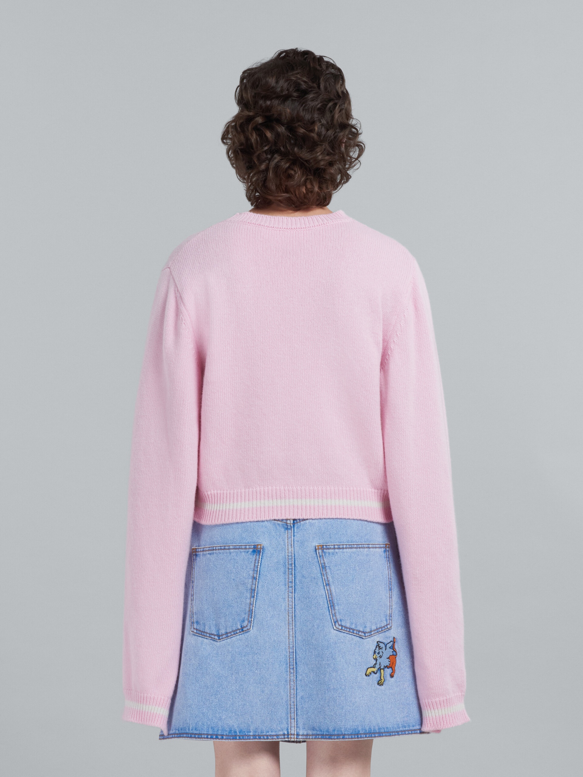 PINK WOOL SWEATER WITH LOGO - 3