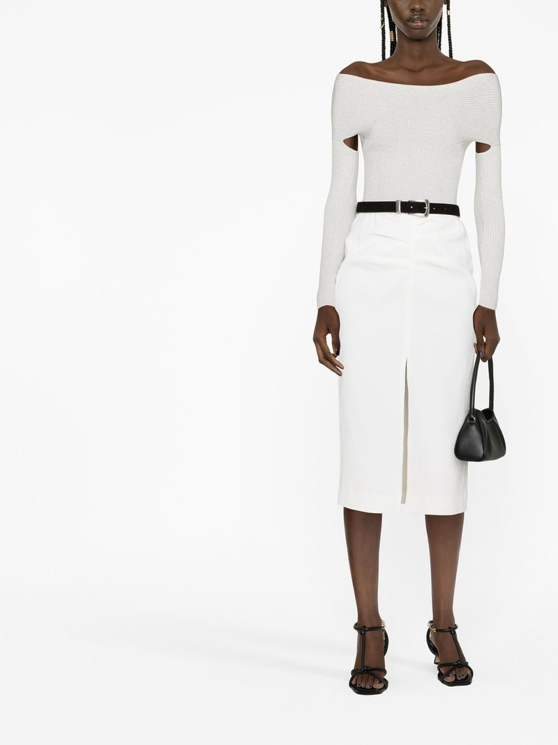 KHAITE Salma off-shoulder ribbed top outlook