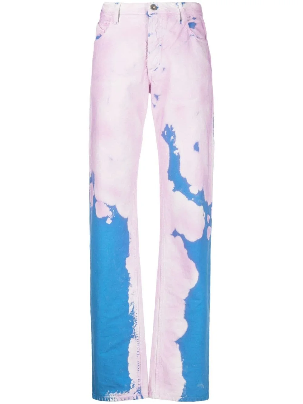 tie-dye pattern denim jeans - 1