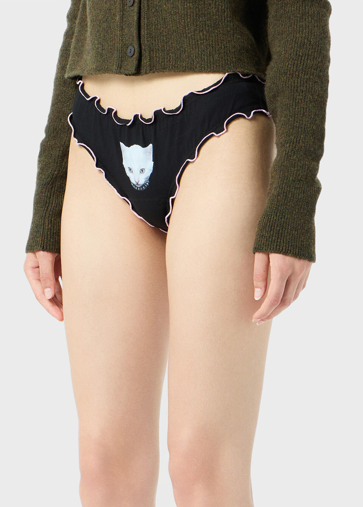 KITTEN PRINT JERSEY BRIEFS WITH RUFFLES - 4