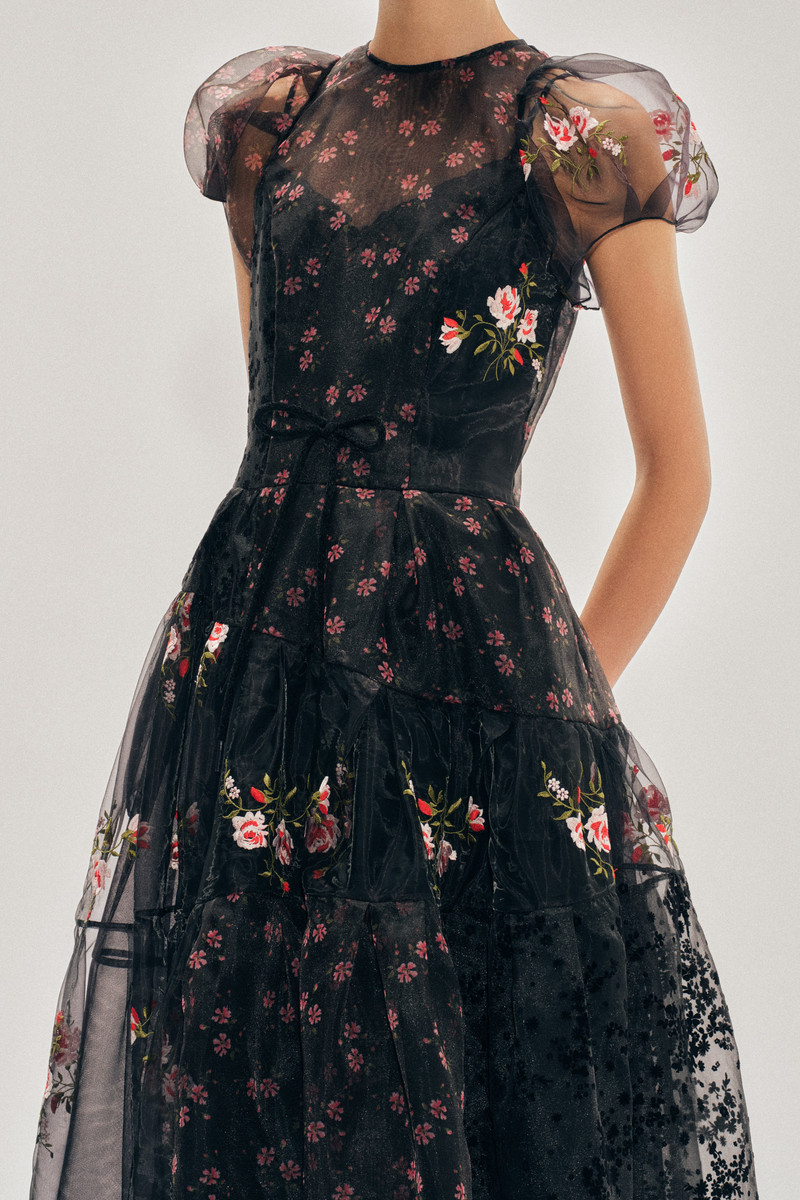 Sheer Puff Sleeve Patchwork Flounce Dress 4