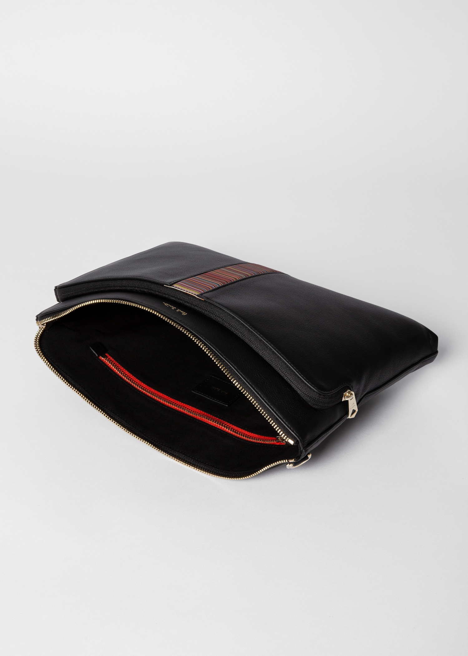 Black Leather 'Signature Stripe' Document Case - 4