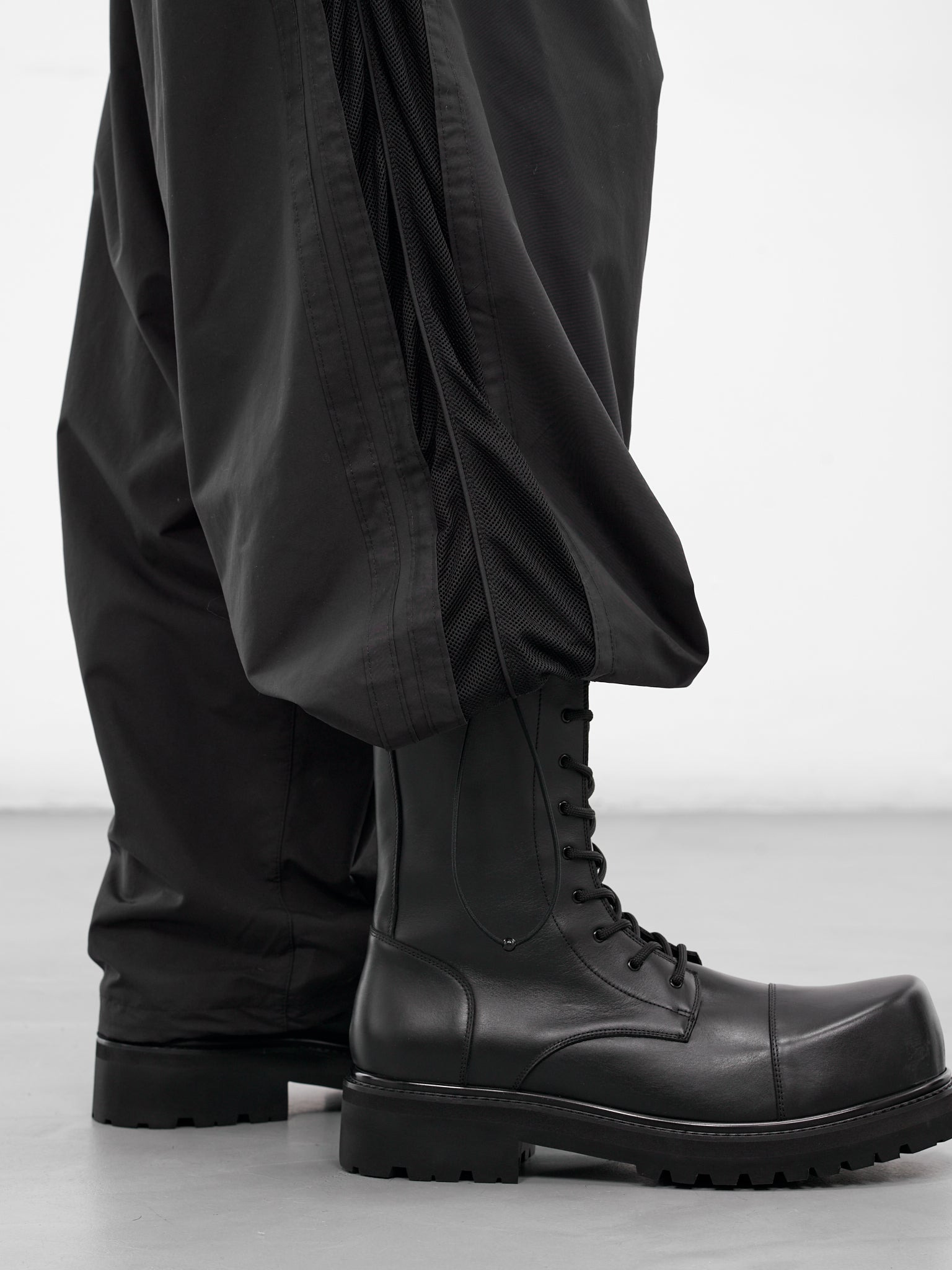 Black Nylon Mesh Panel Sweatpants - 5