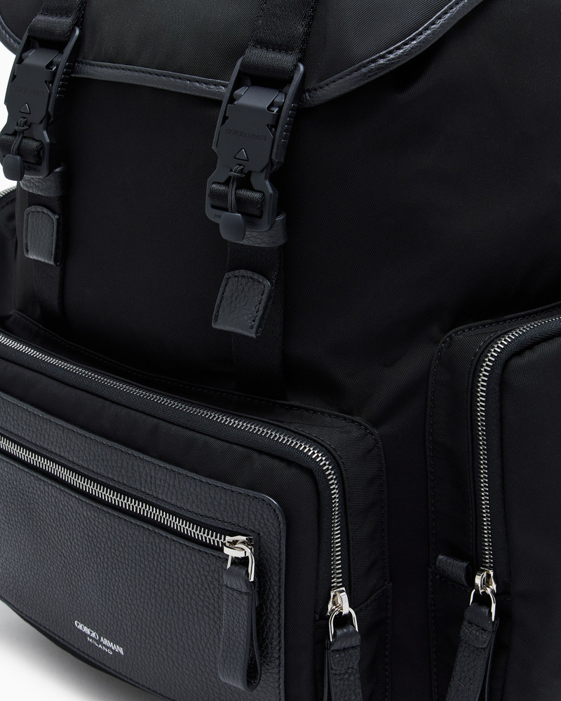 Recycled-nylon and pebbled-leather backpack ASV 5