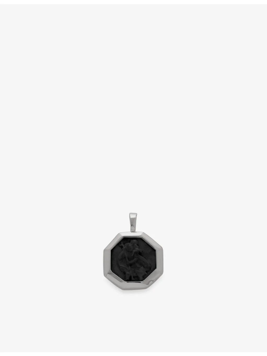 St Christopher Gemstone Sterling Silver & Black Onyx Pendant - 1