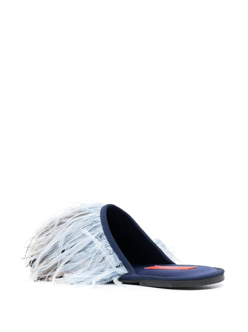 feather-detail slippers 3