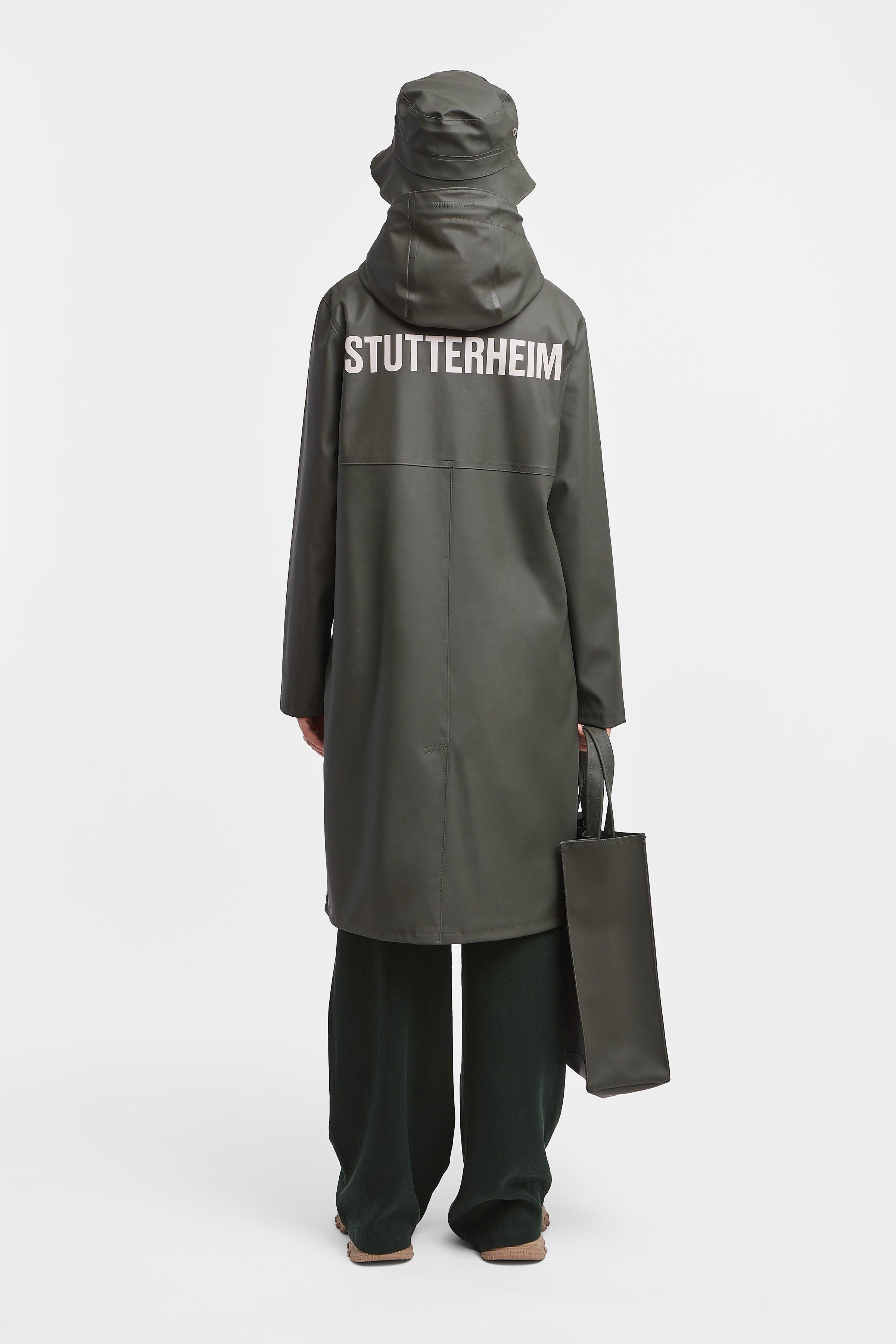 Stockholm Long Print Raincoat Green - 3