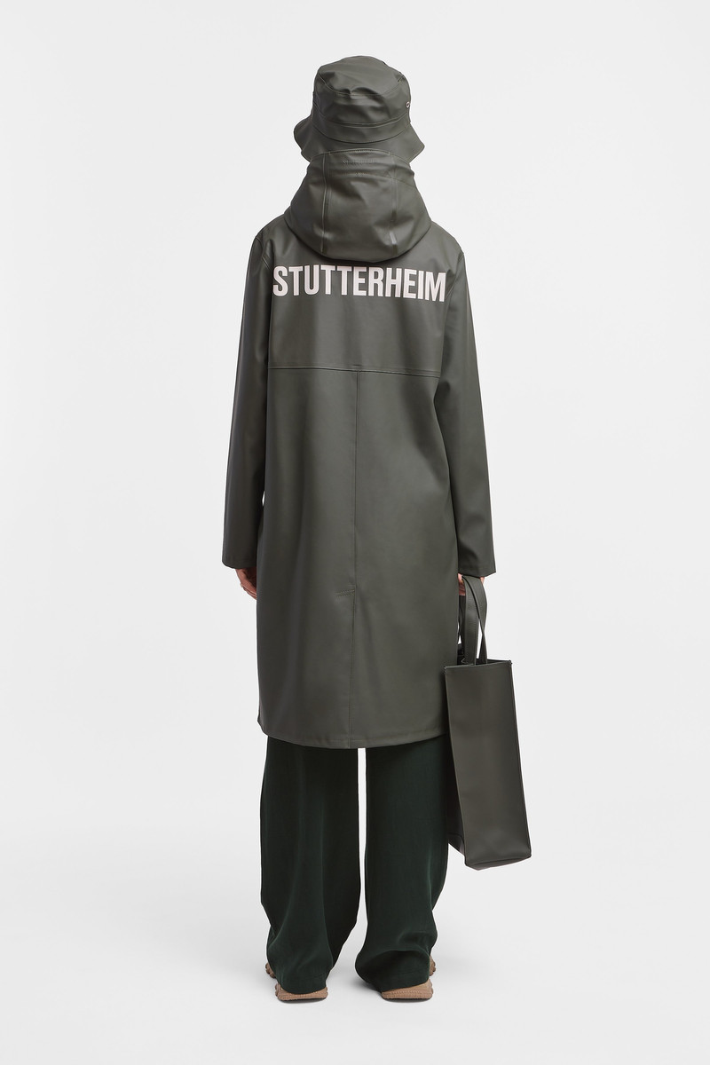 Stockholm Long Print Raincoat Green 3
