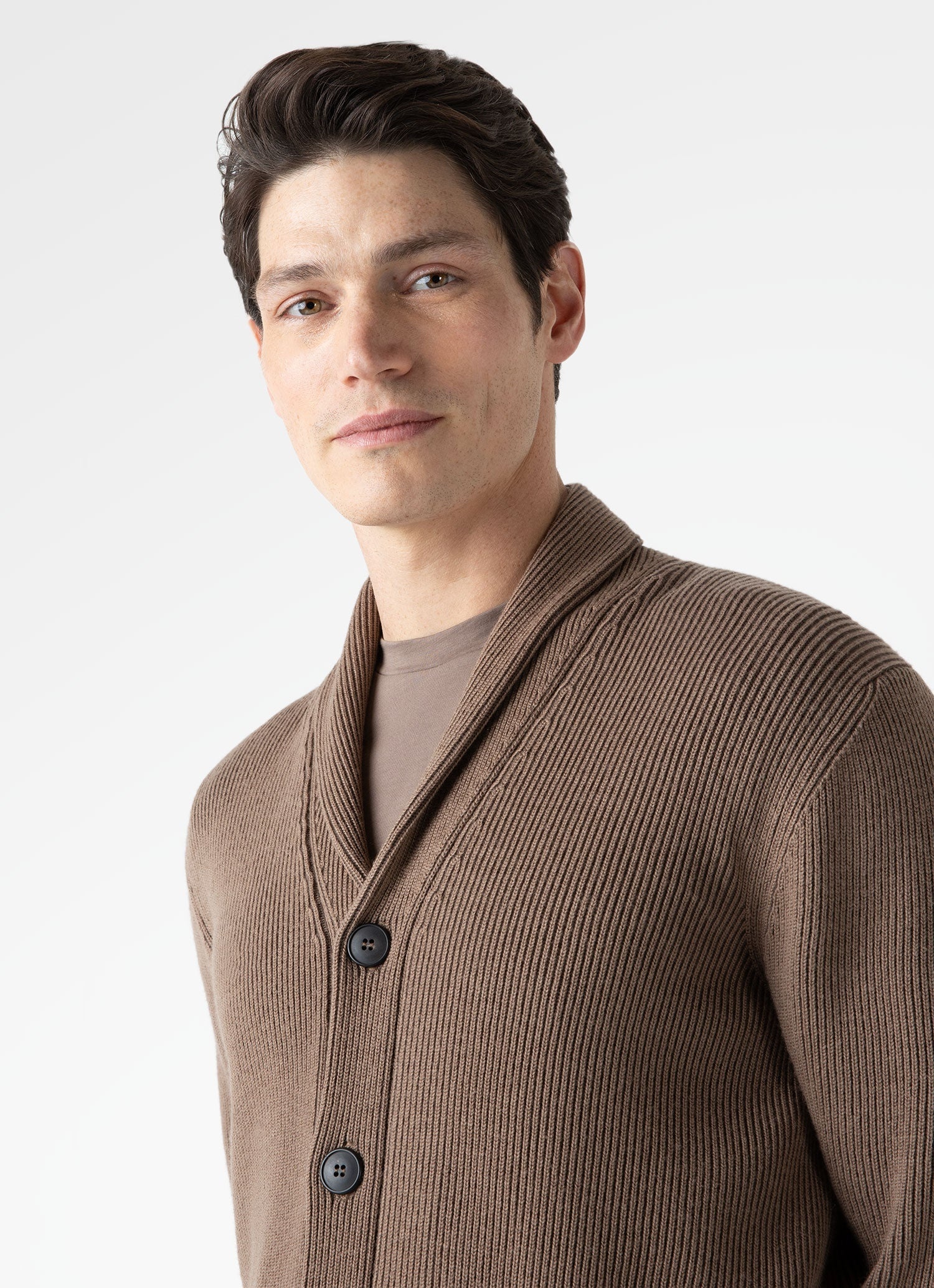 Ribbed Shawl Neck Cardigan - 5