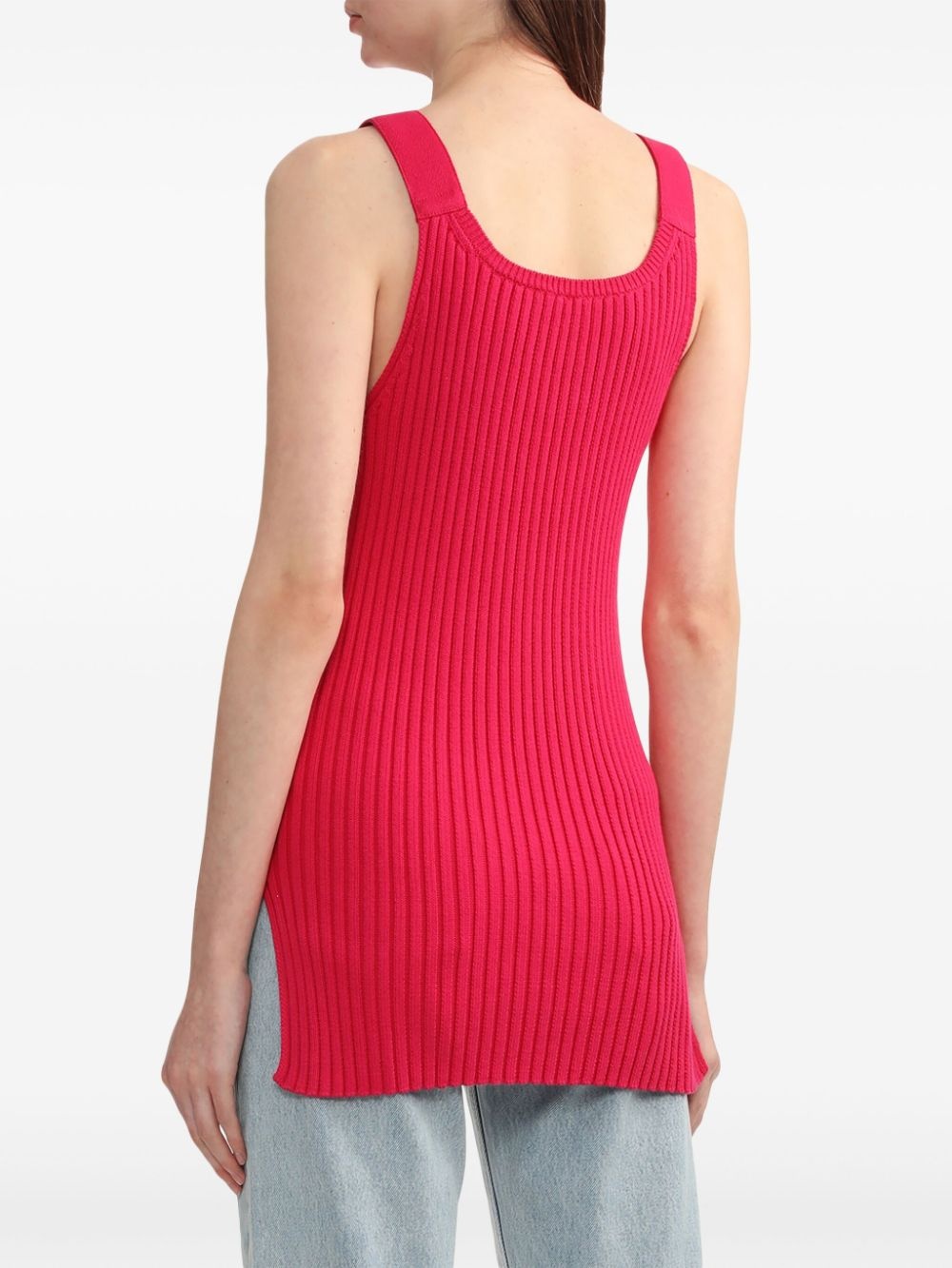 side-slit ribbed-knit tank top - 4