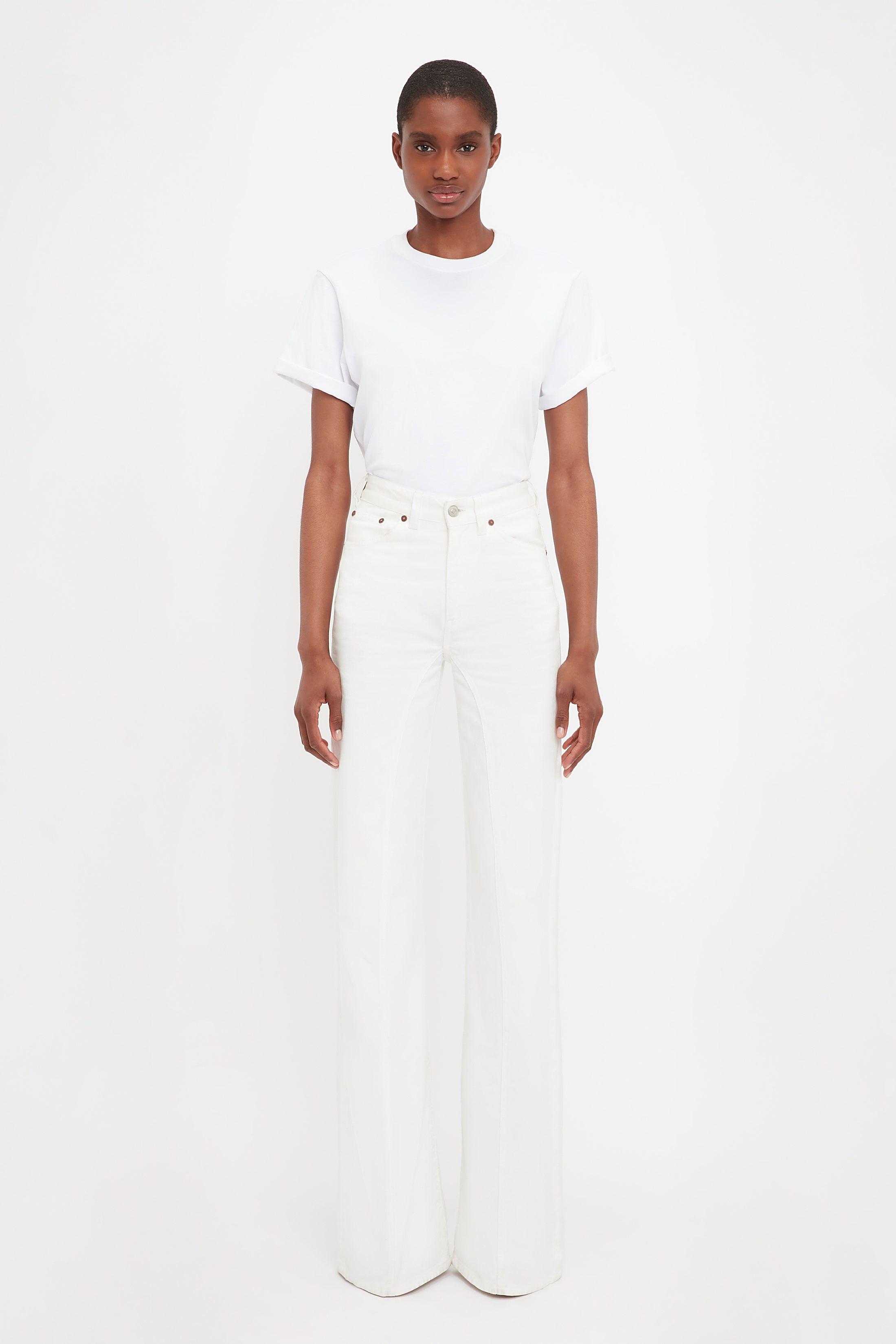 Bianca High Waisted Straight Leg Jean In White - 2