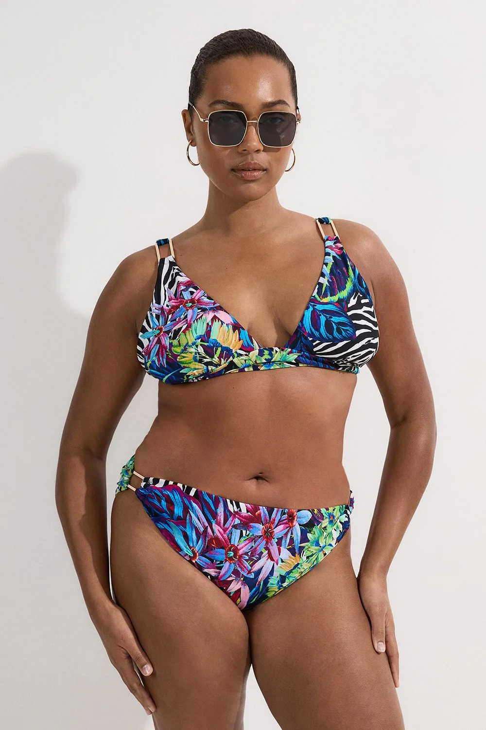 Plus Size Tropical Floral Bikini Bottoms - 1
