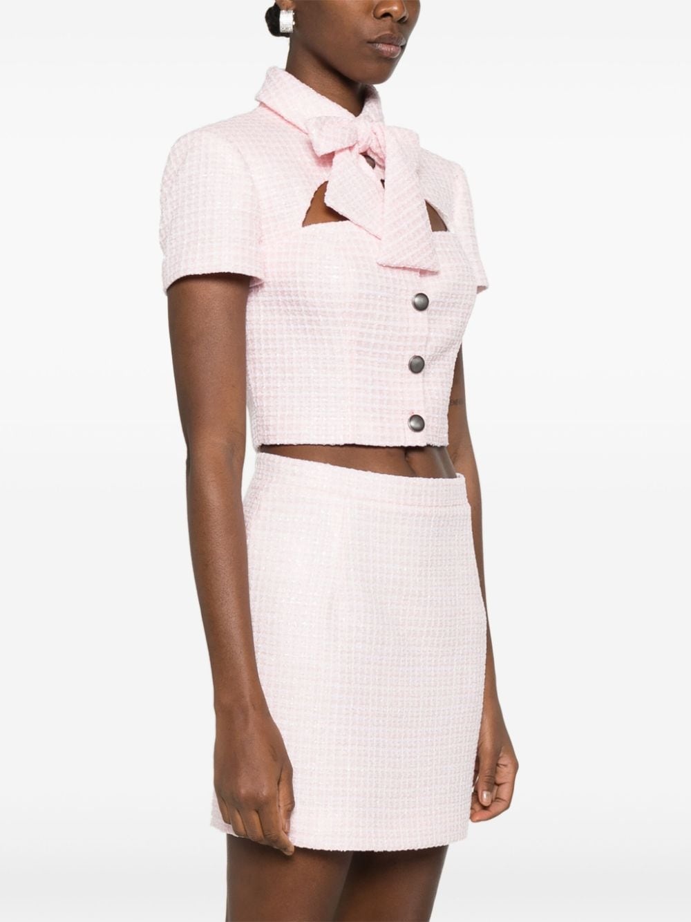 sequin-embellished cropped tweed jacket - 3
