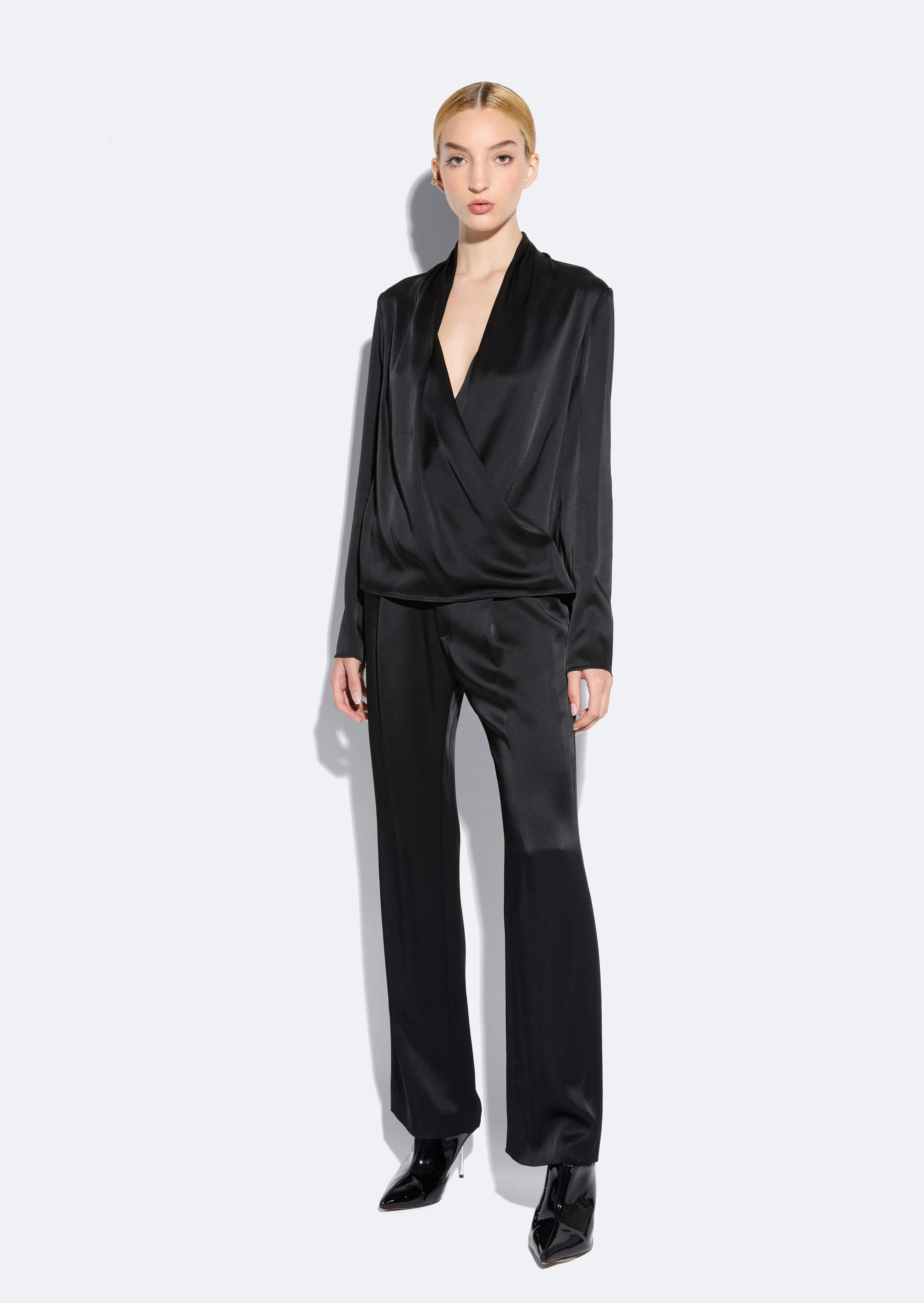Satin Tapered Pleated Pant - 2
