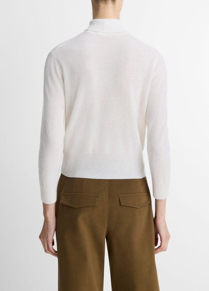 Vince Cashmere-Silk Three-Quarter-Sleeve Mock-Neck Sweater outlook