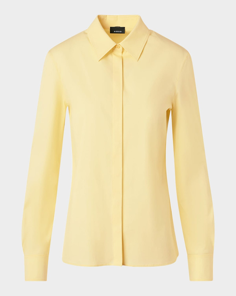 Stretch Poplin Button-Front Shirt 1