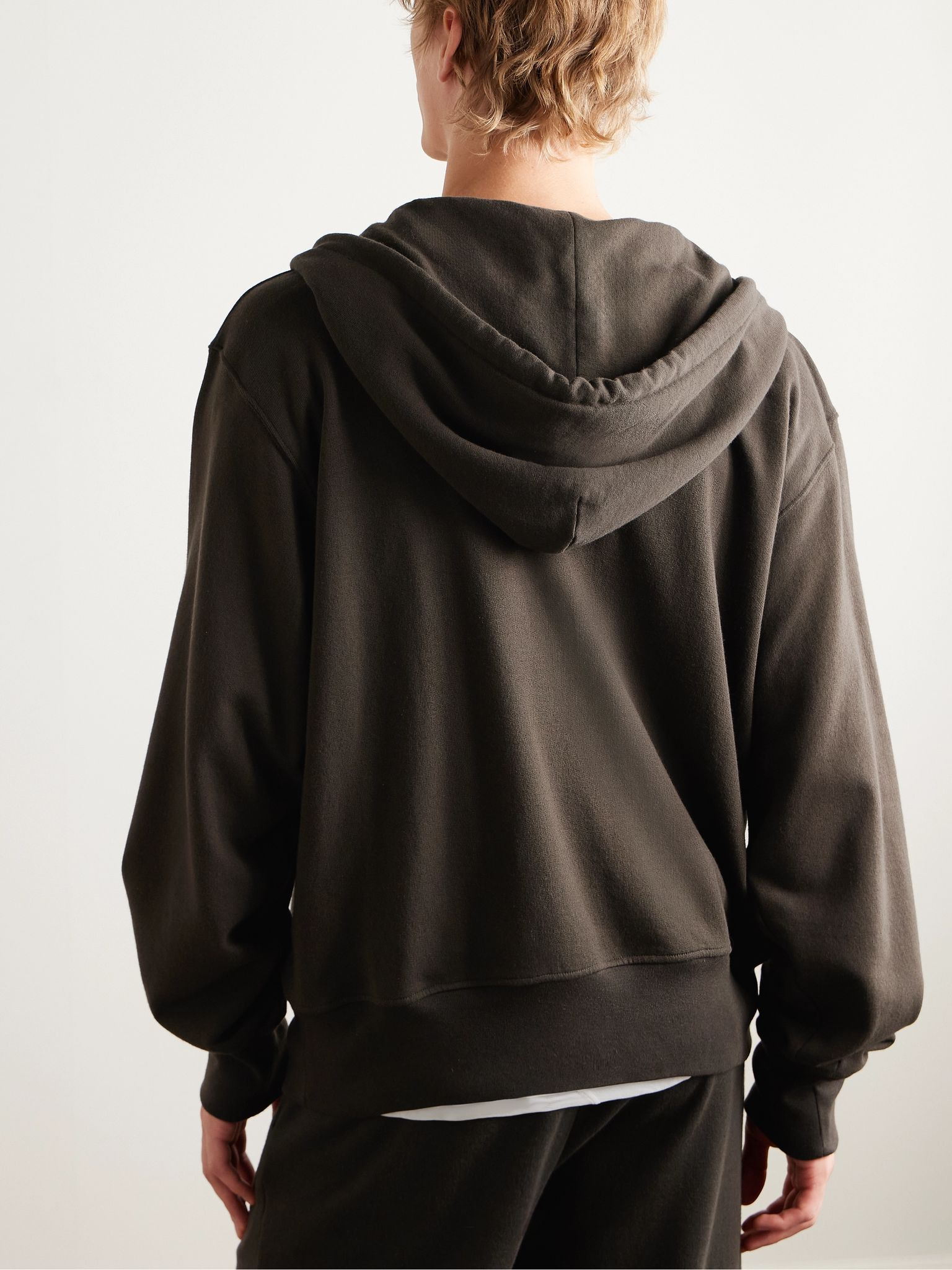 Roki Cotton and Cashmere-Blend Jersey Zip-Up Hoodie Dark brown - 3