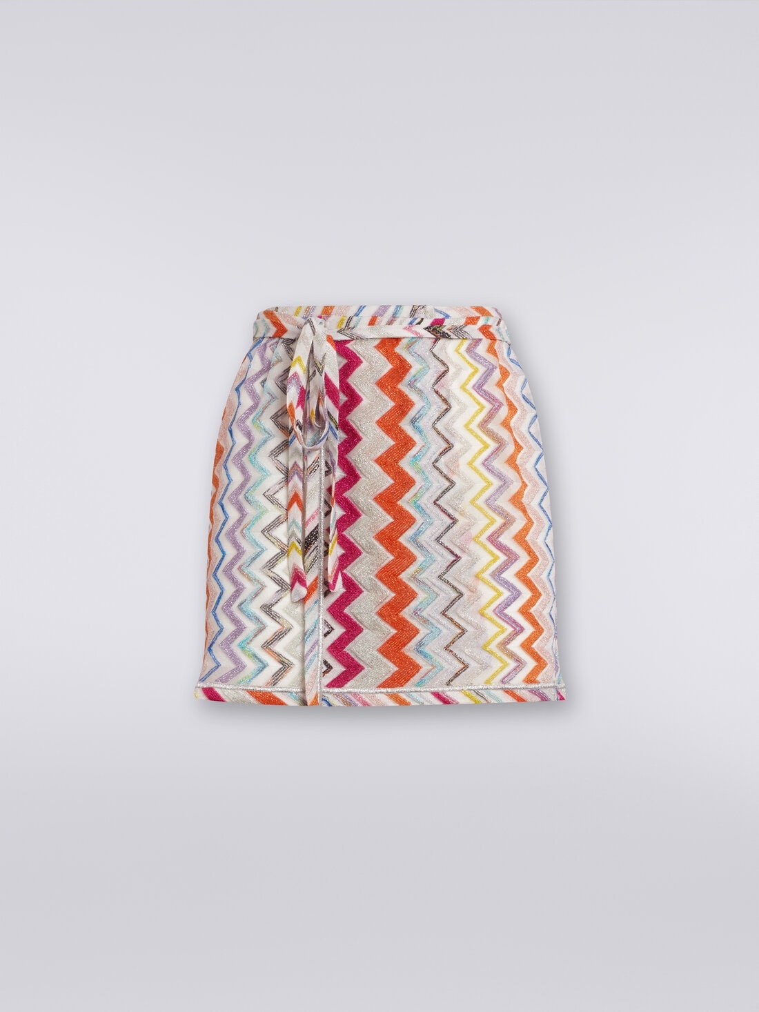 Zigzag wrap-around miniskirt with lurex - 1