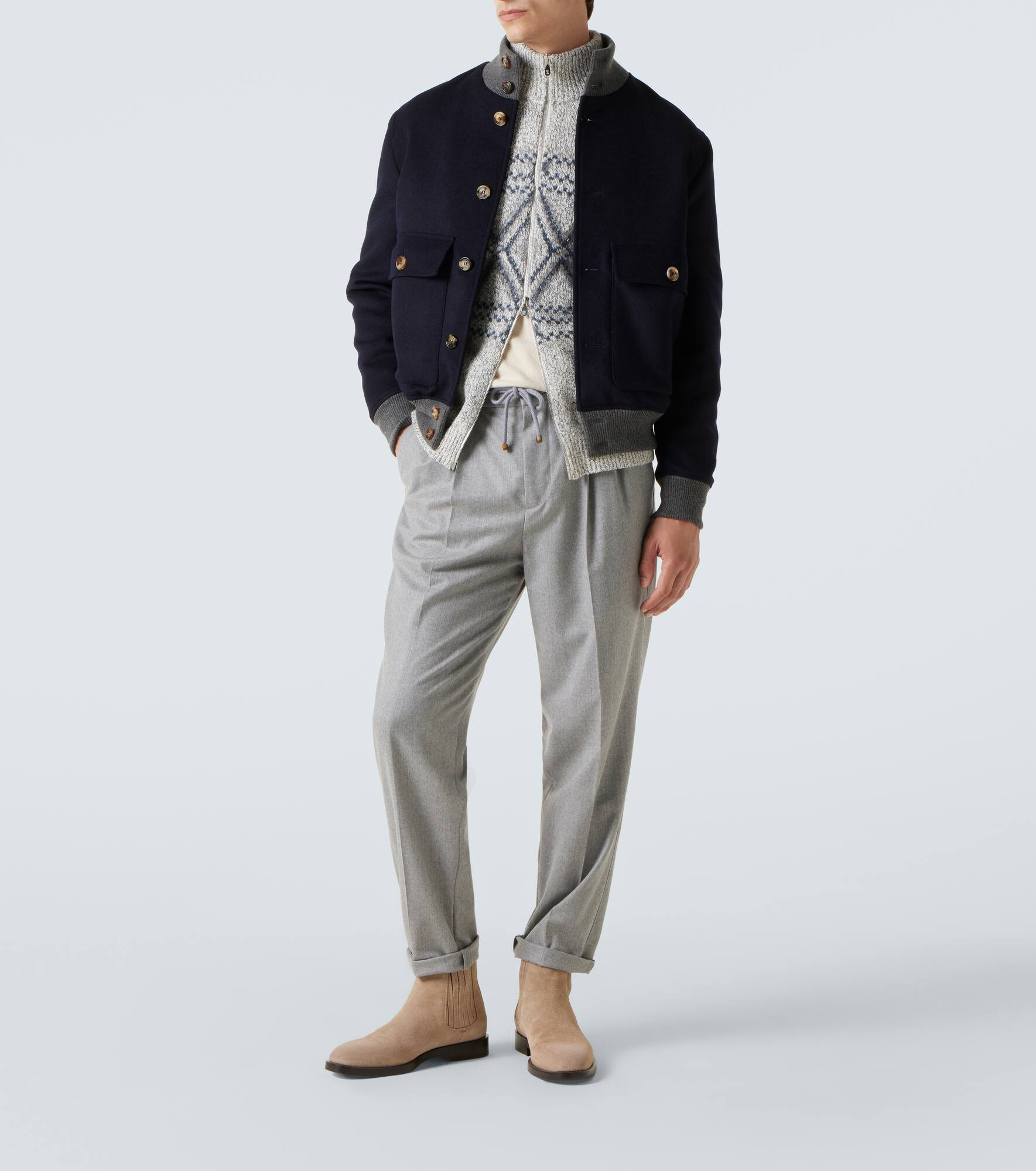 Virgin wool flannel straight pants - 2