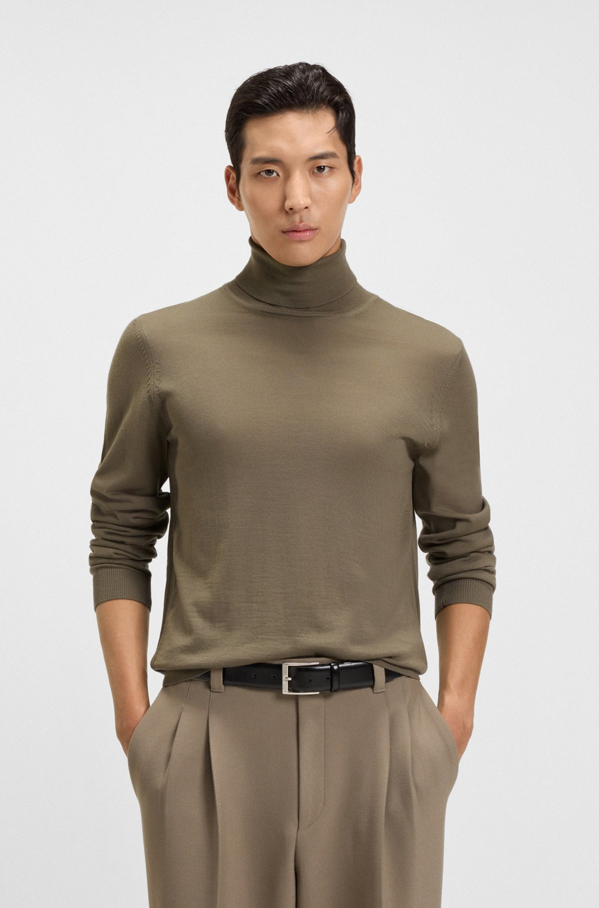 REGULAR-FIT ROLL-NECK SWEATER IN MERCERIZED VIRGIN WOOL - 2