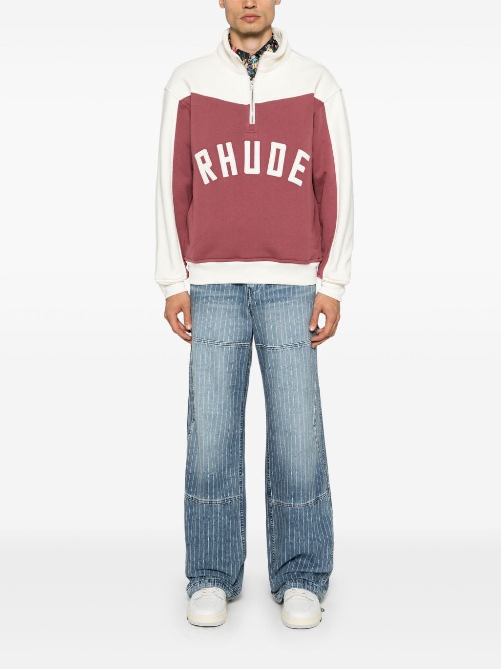 contrast half-zip sweatshirt - 2
