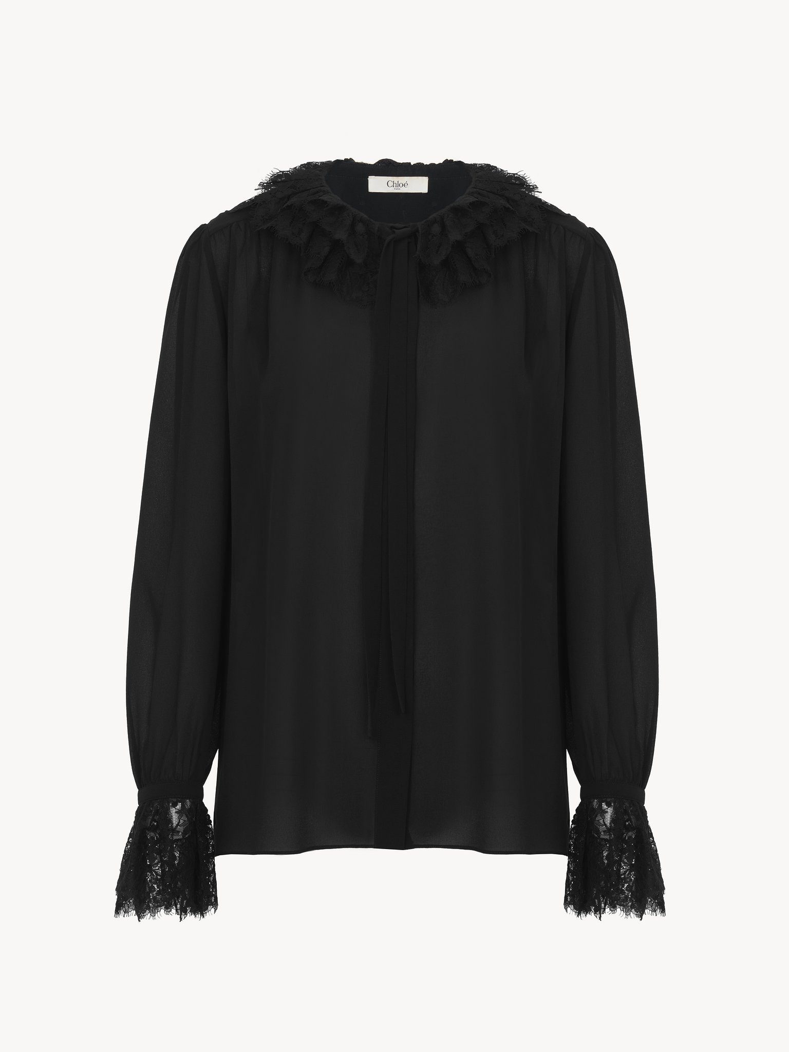 FLUID BLOUSE IN SILK GEORGETTE & LACE - 2