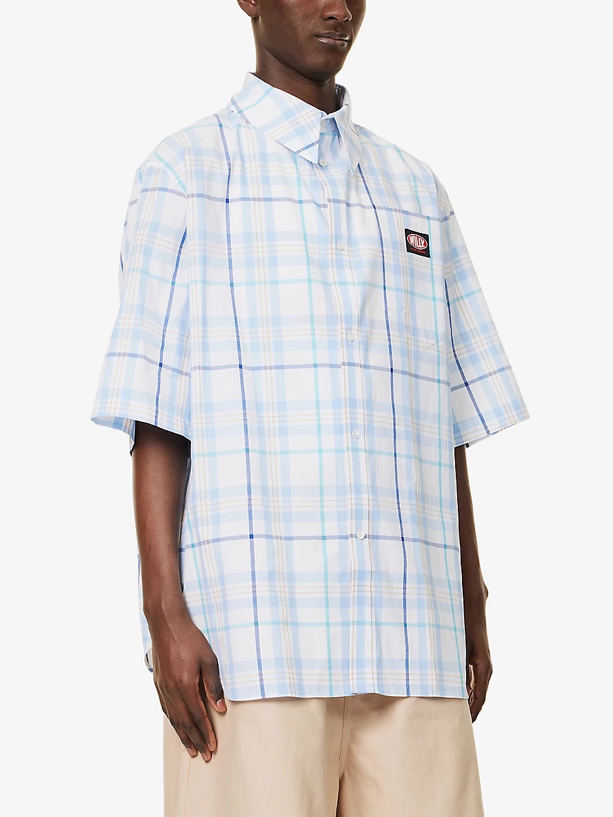Plaid Hacienda check-print oversized cotton shirt - 3
