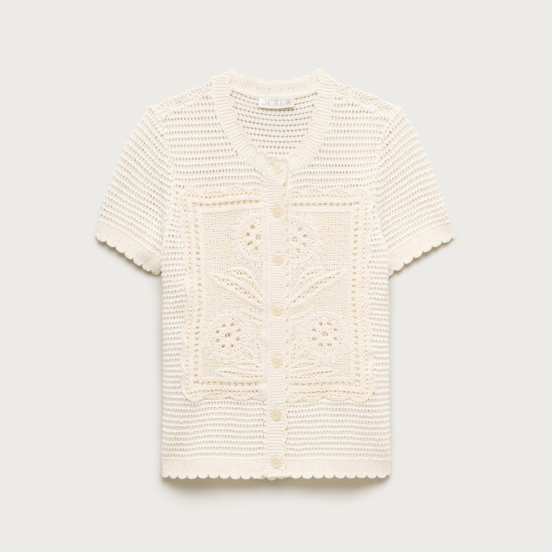 Short-sleeve crochet floral cardigan 1