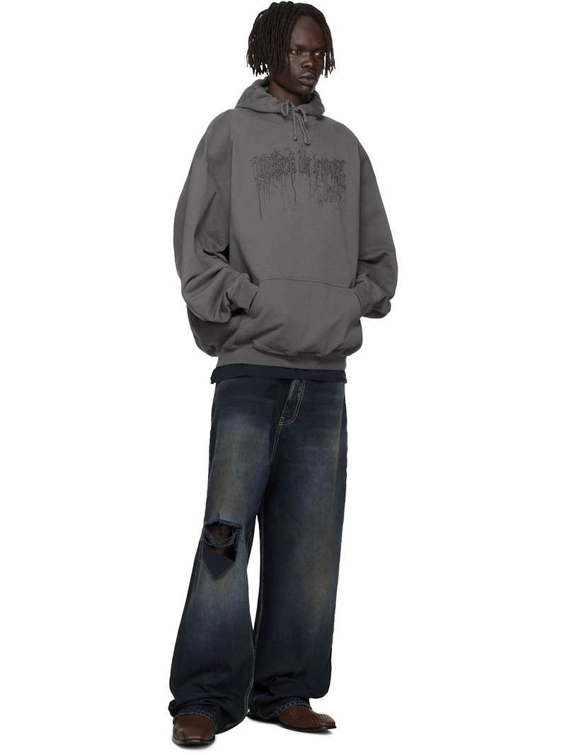 VETEMENTS Gray Cradle of Filth Dripped Logo Oversized Hoodie outlook