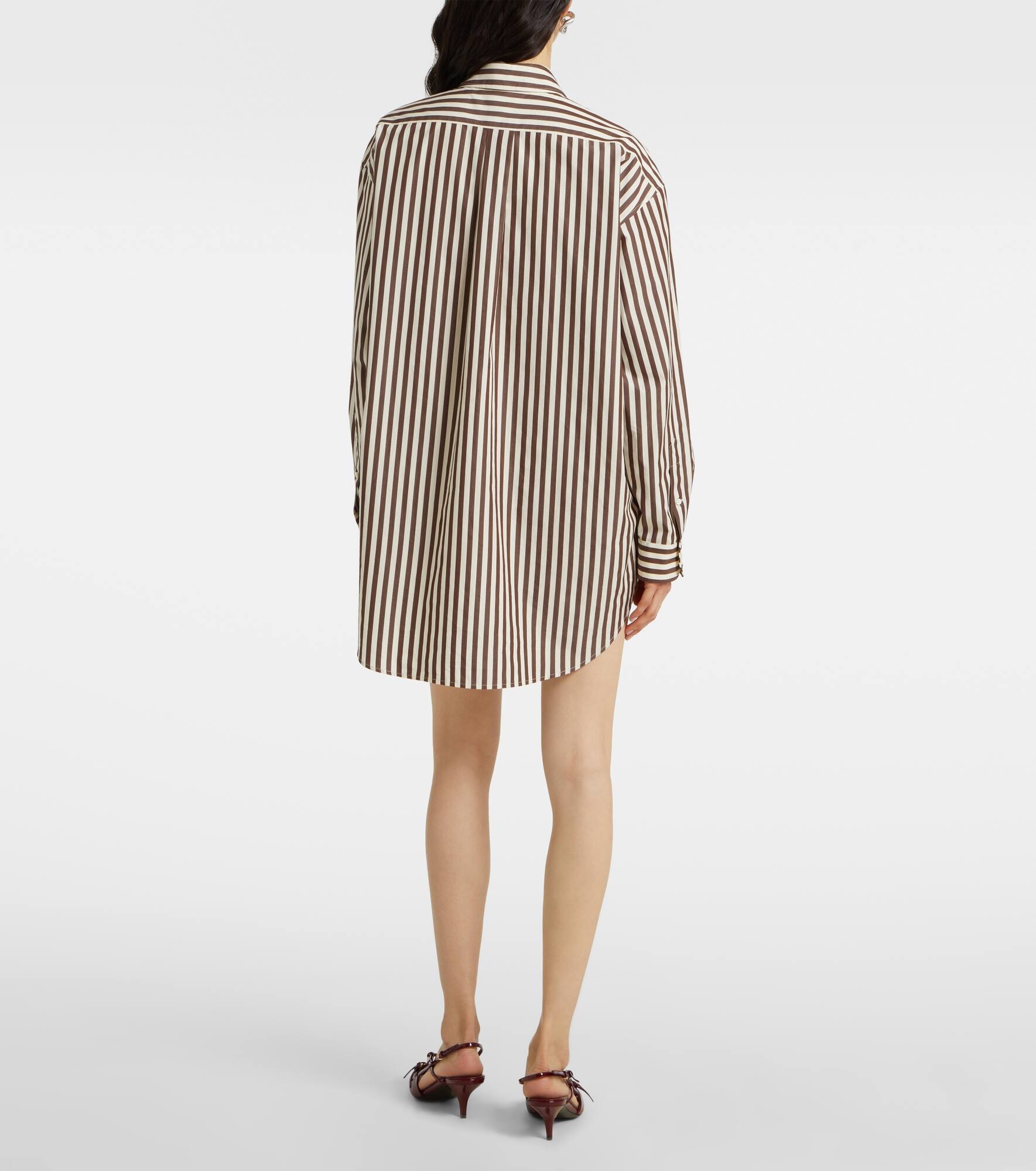 Zip-up striped cotton poplin shirt dress - 3