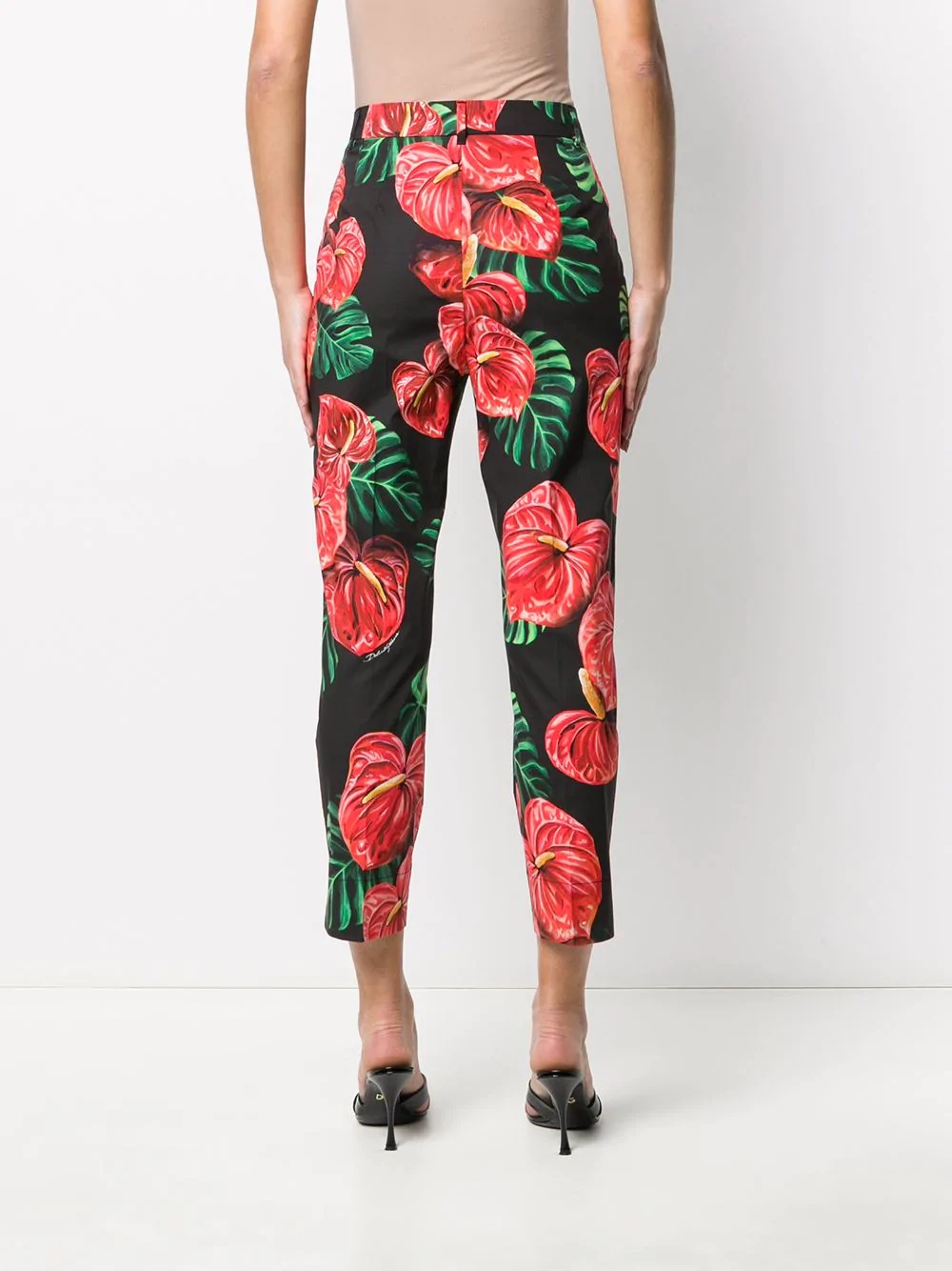 laceleaf print cropped trousers - 4