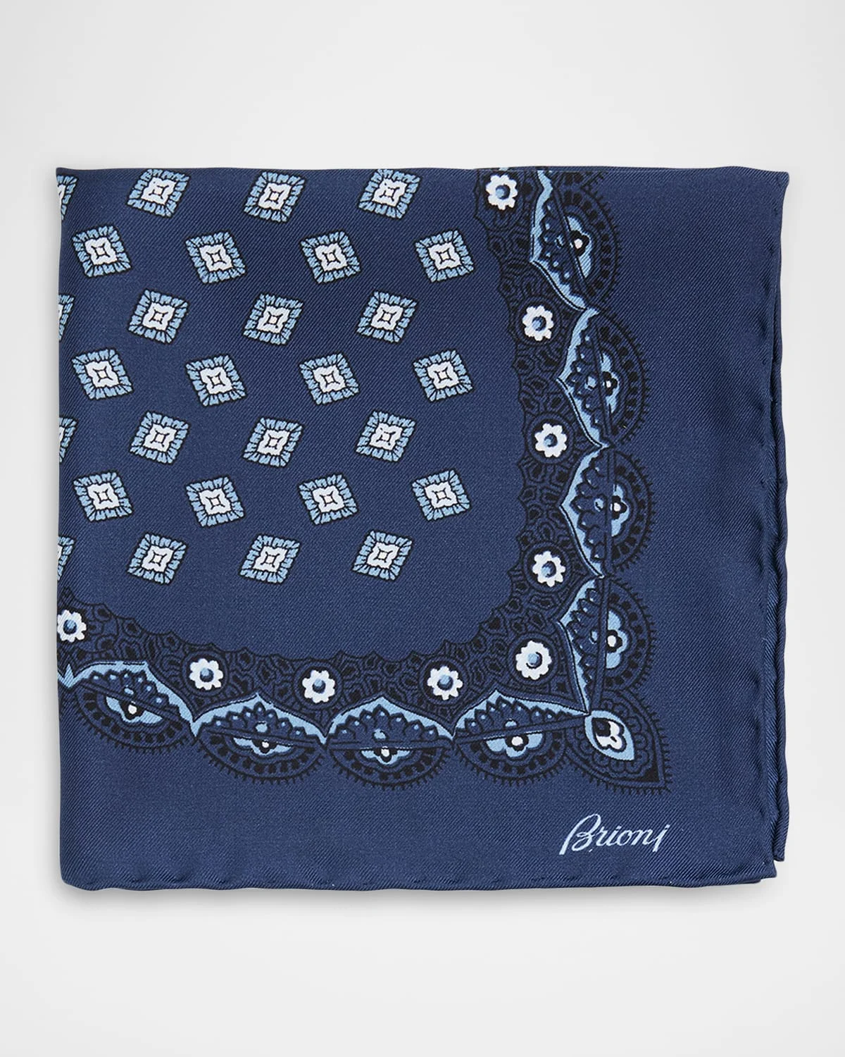 Men & apos;s Medallion-Print Silk Pocket Square - 1
