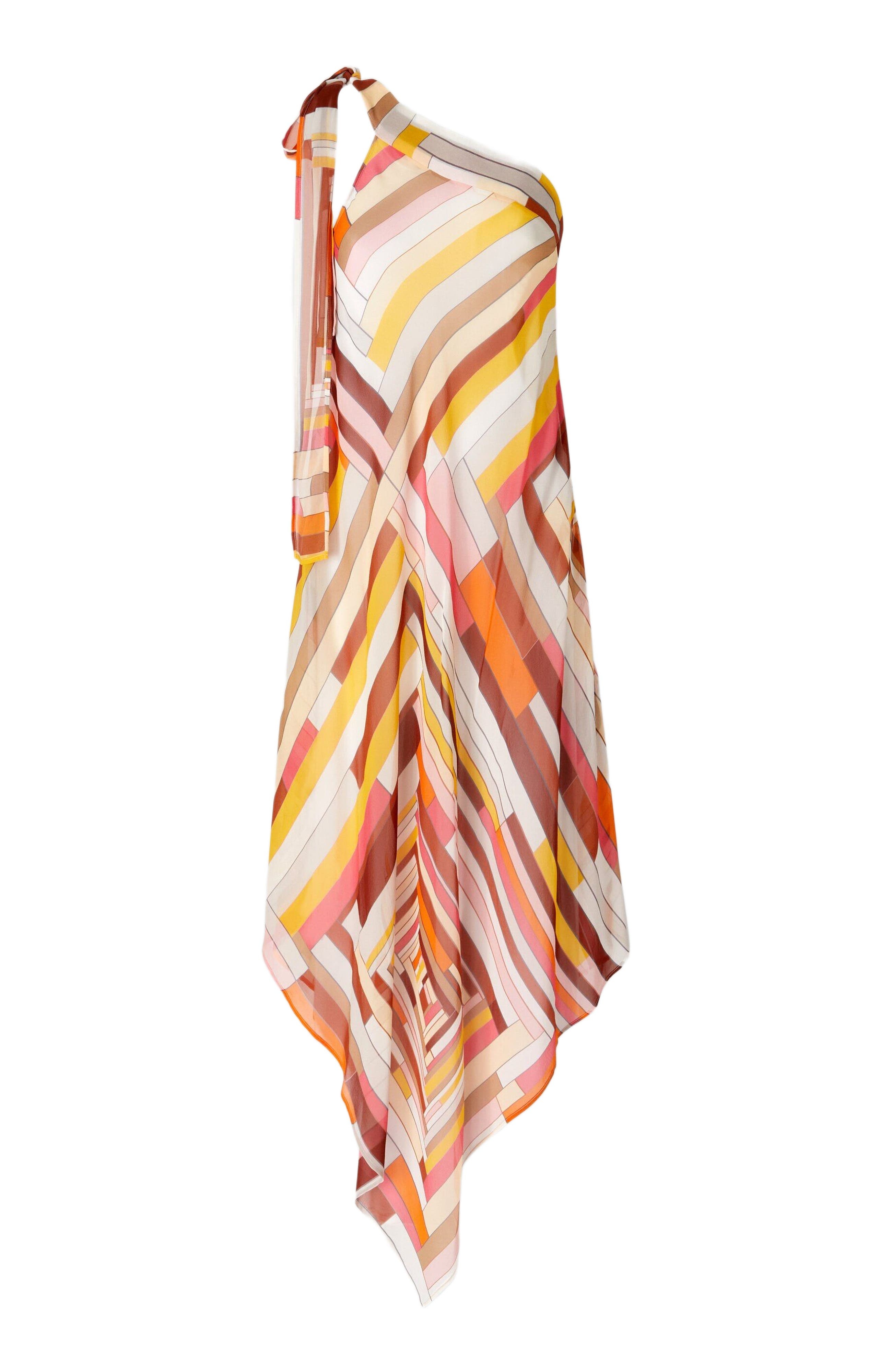 Missoni One-shoulder Cover-up Dress In Printed Silk With Scarf Bottom in Multicoloured at Nordstrom - 2