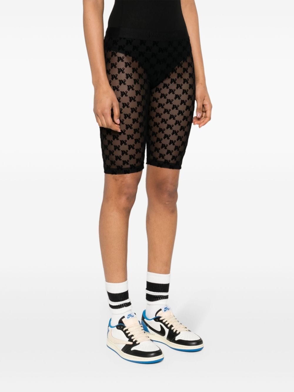 flocked-logo mesh cycling shorts - 3