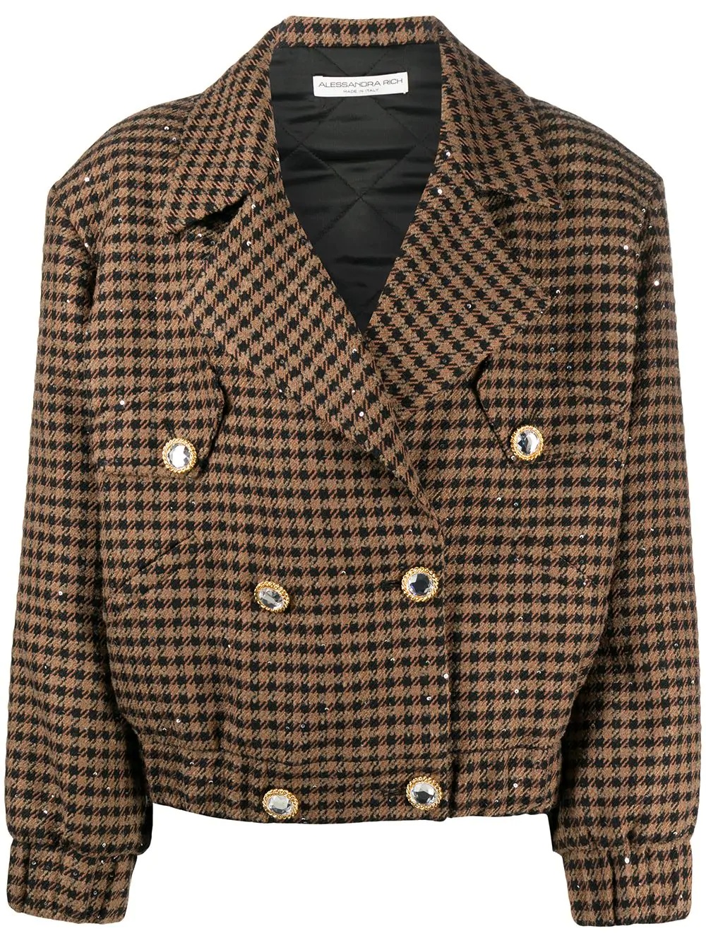 sequin houndstooth bomber jacket - 1