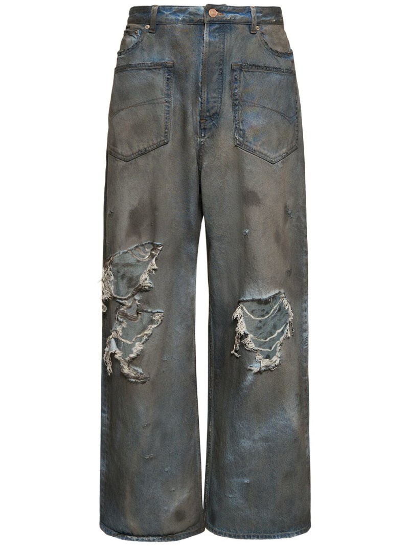 BALENCIAGA Distressed baggy cotton jeans, luisaviaroma