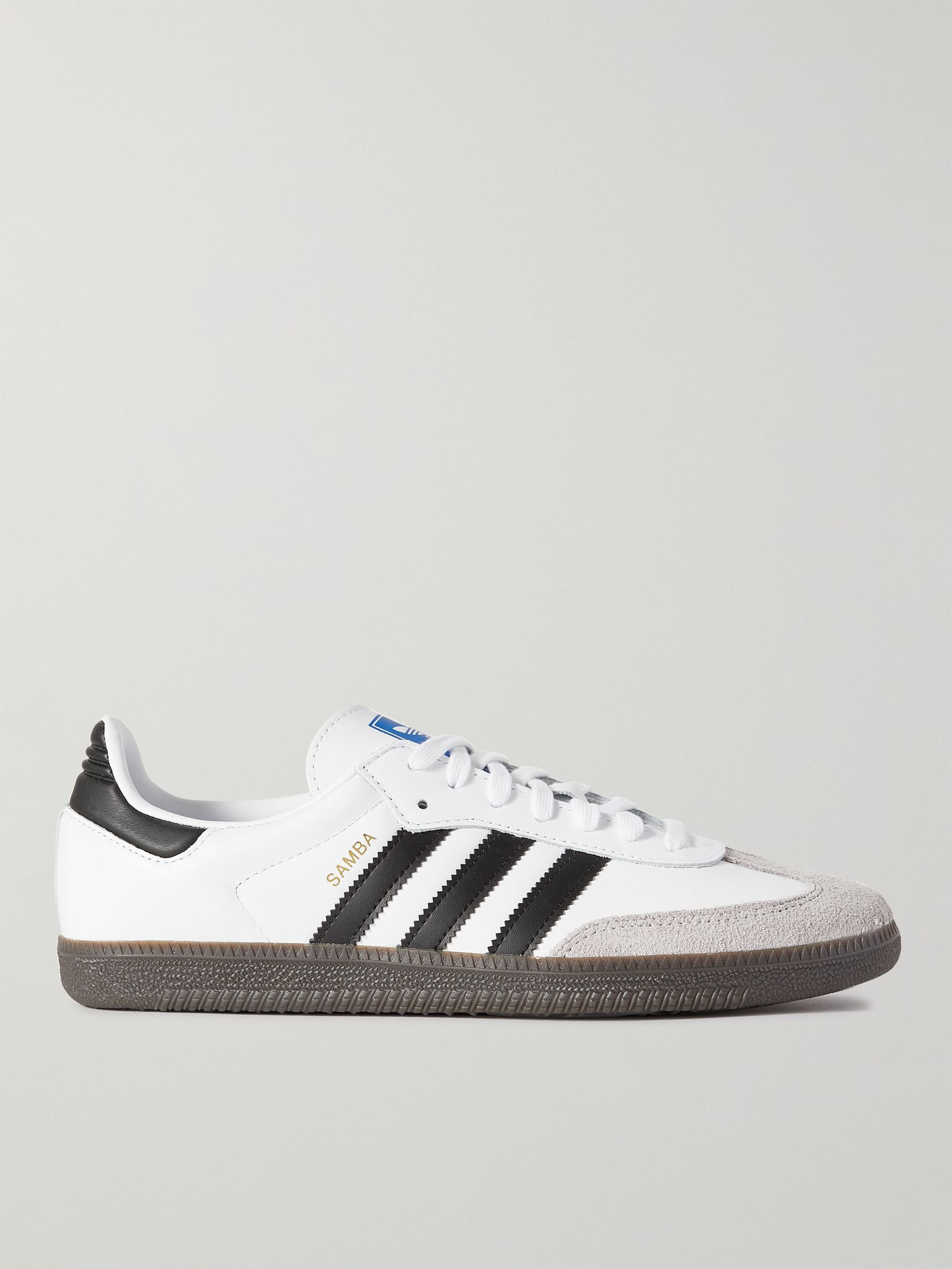Samba Suede-Trimmed Leather Sneakers White - 1
